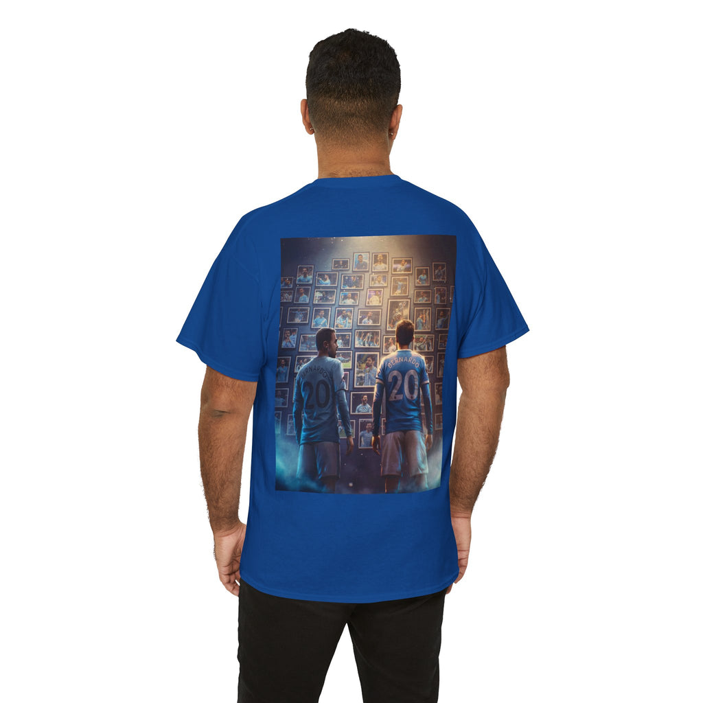 Bernardo Silva Manchester City Legend Graphic Tee — Player Cartoon Front & Tribute Poster Back