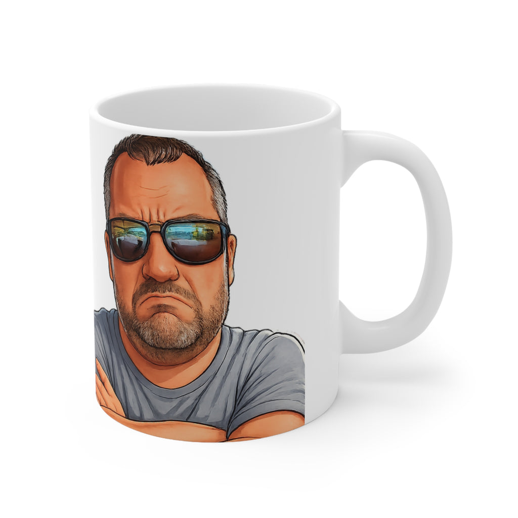 Ceramic Mug – Grumpy Guy Illustration Coffee Cup (11oz & 15oz)