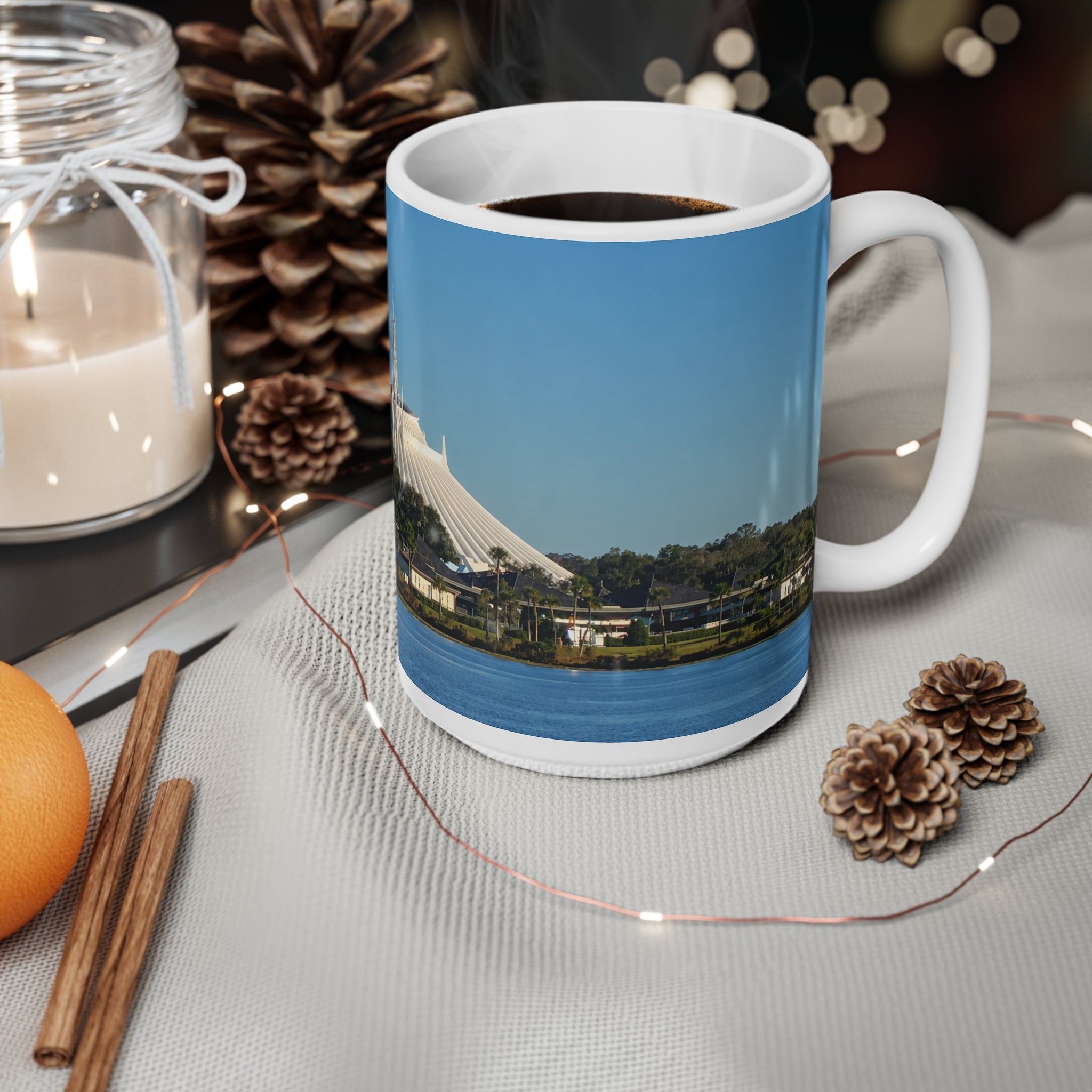 Space Mountain Skyline Mug — Scenic Theme Park Ceramic Coffee Cup (11oz & 15oz)