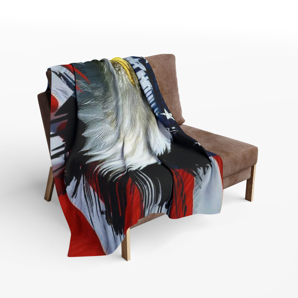 Patriotic Bald Eagle Fleece Blanket — American Flag Throw for 4th of July & Veterans