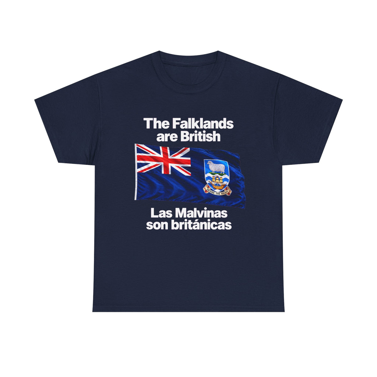 Falklands Are British T-Shirt — "The Falklands are British / Las Malvinas son británicas" Flag Tee