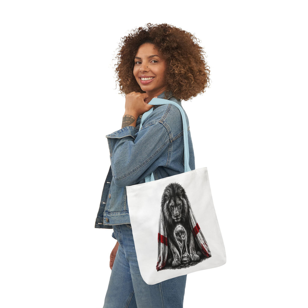 England Lion Guardian Canvas Tote — Protective Lion & Cub Illustration Tote Bag