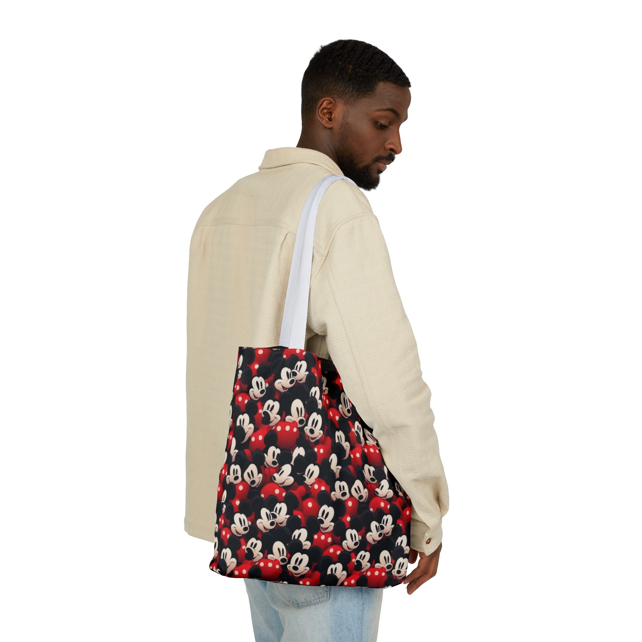 Mickey Mouse Canvas Tote — Retro Cartoon Character Allover Print