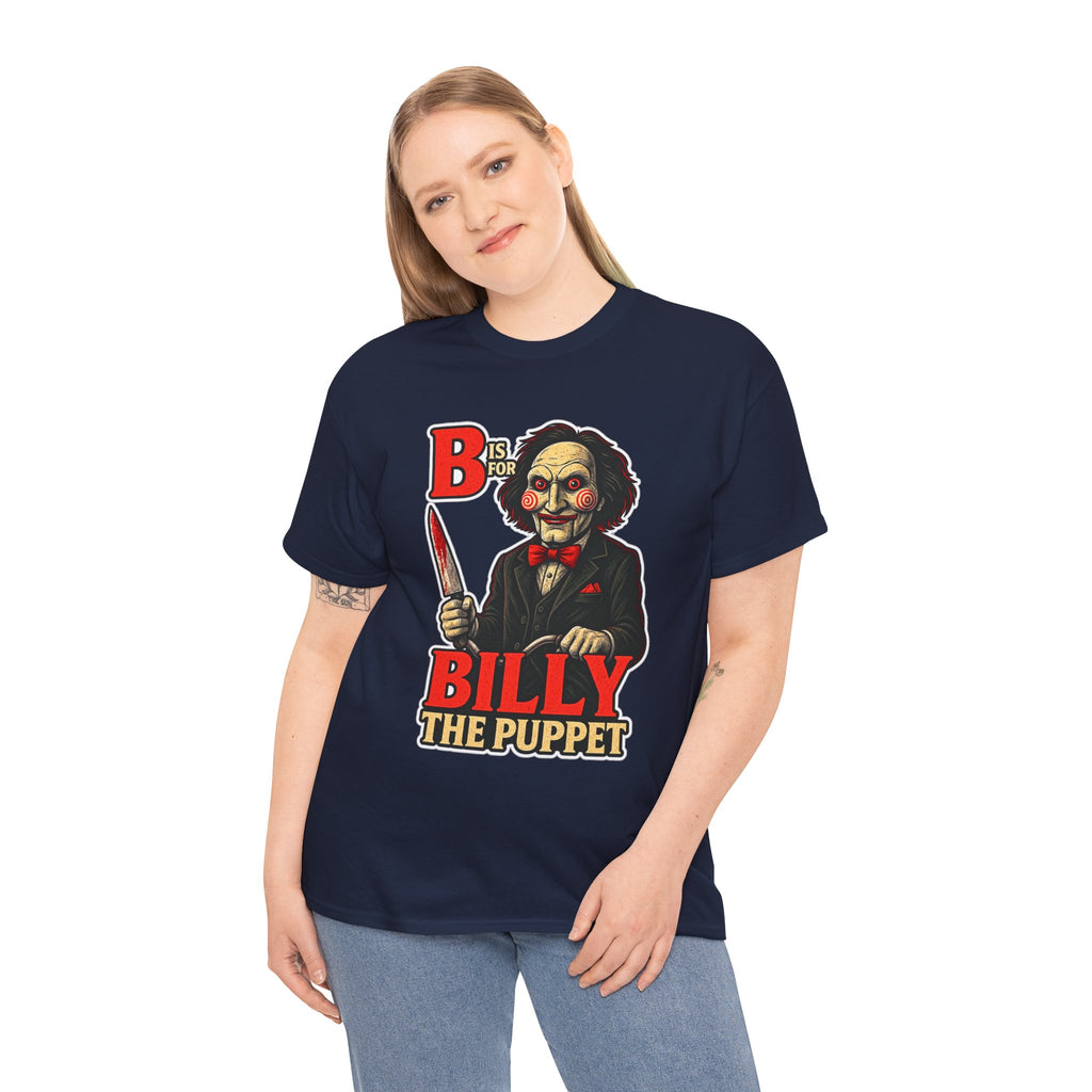 Billy the Puppet Horror Tee — Jigsaw-Style Killer Doll Graphic T-Shirt