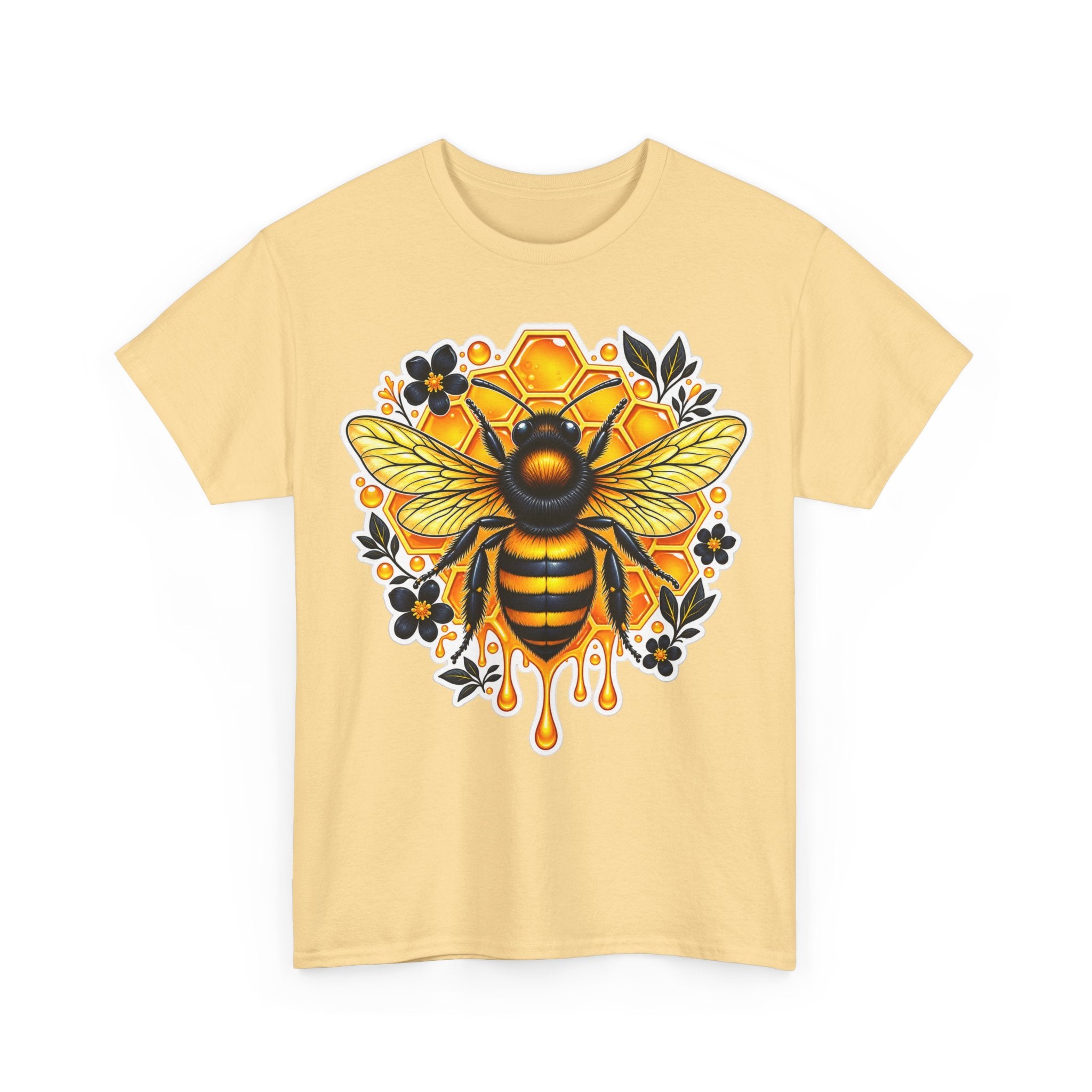 Manchester Bee Honeycomb T‑Shirt — Floral Dripping Honey Graphic Tee
