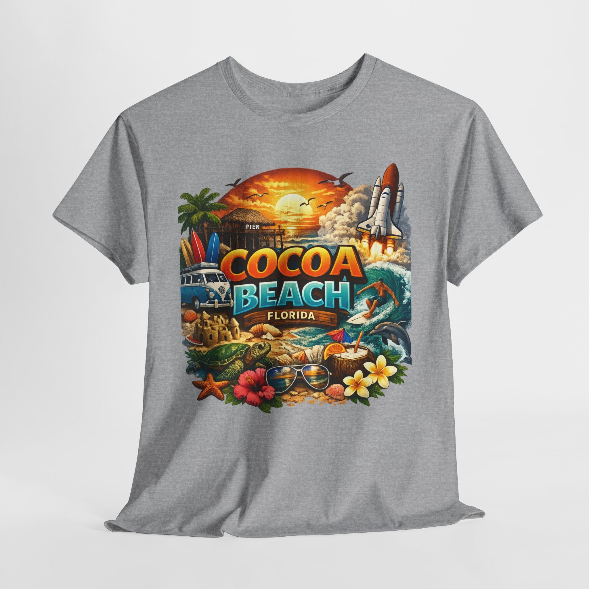 Cocoa Beach Florida Sunset Surf T-Shirt — Retro Beach Vacation Graphic Tee