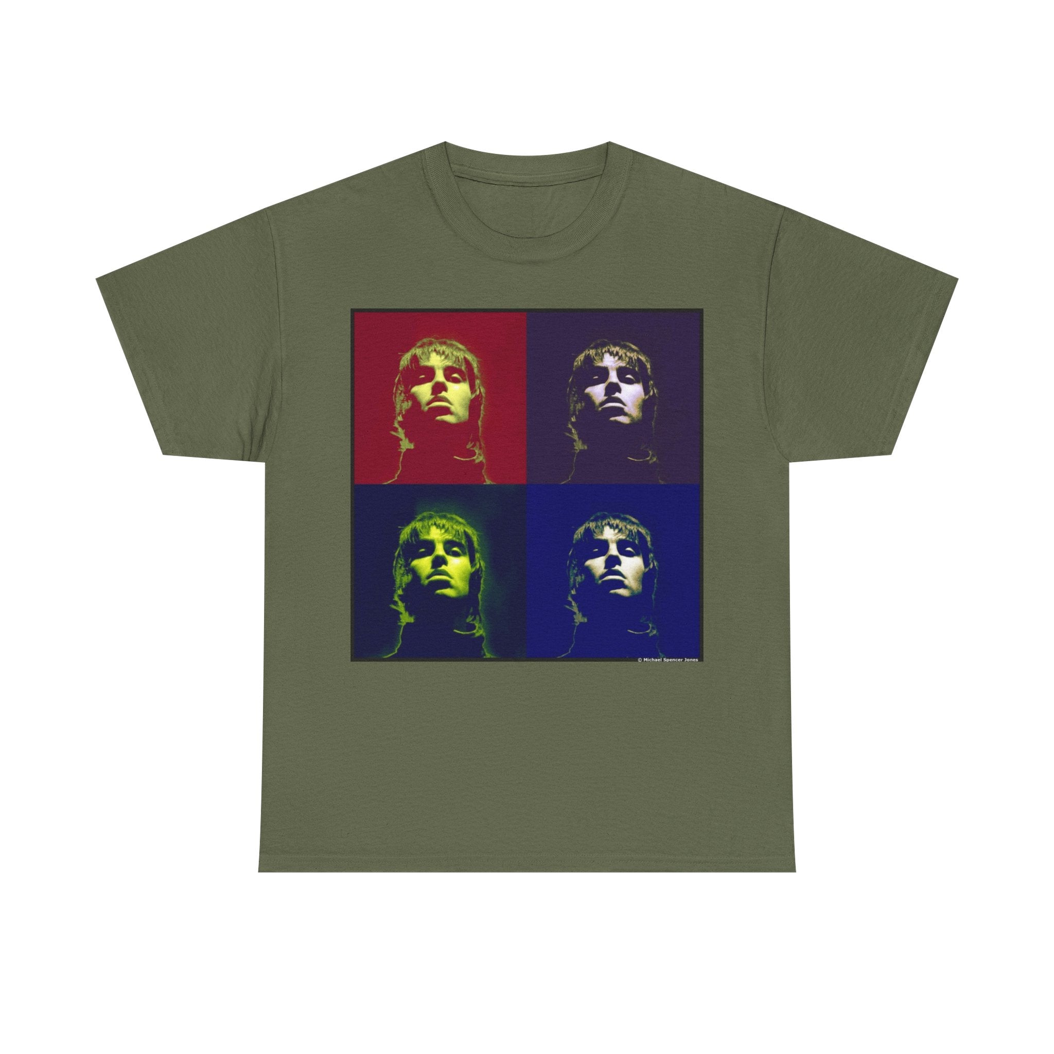 Liam Gallagher Oasis Pop Art Portrait T-Shirt - Retro Color Block Music Icon Tee