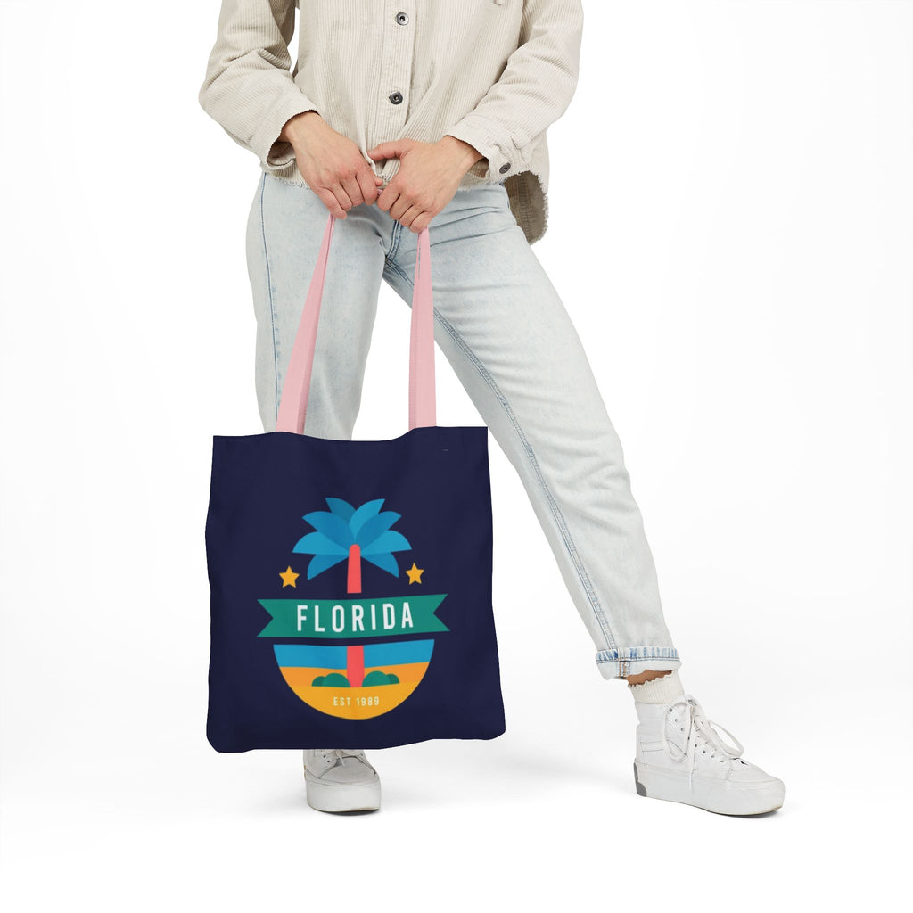 Florida Palm Beach Canvas Tote Bag — Retro Sunshine Travel Tote