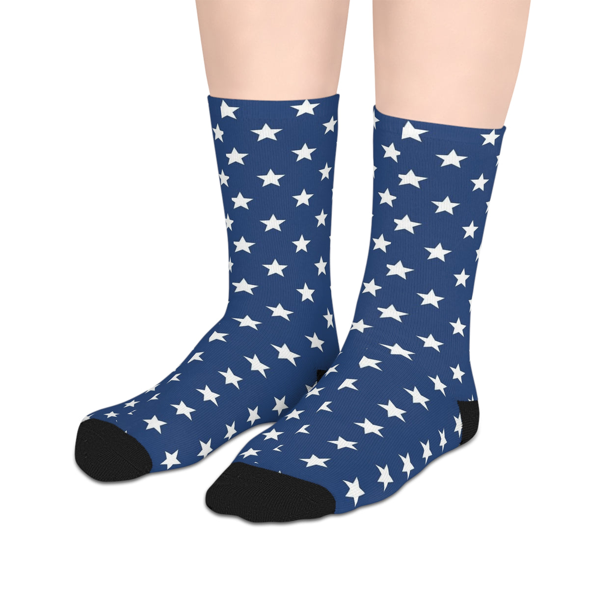 Blue Star Pattern Mid-Length Socks — Patriotic Crew Socks