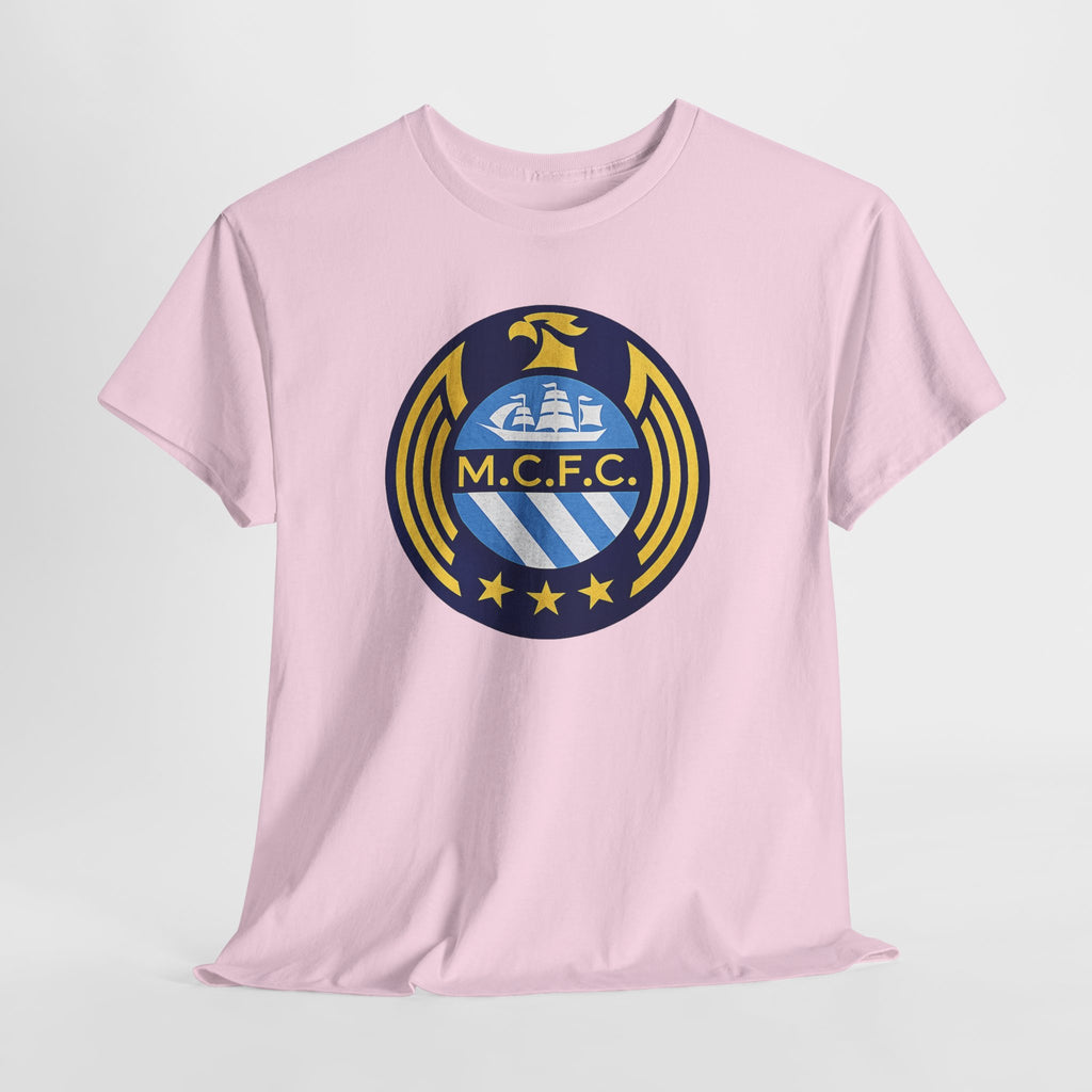 MCFC Crest T-Shirt — Vintage Blue & Gold Soccer Tee