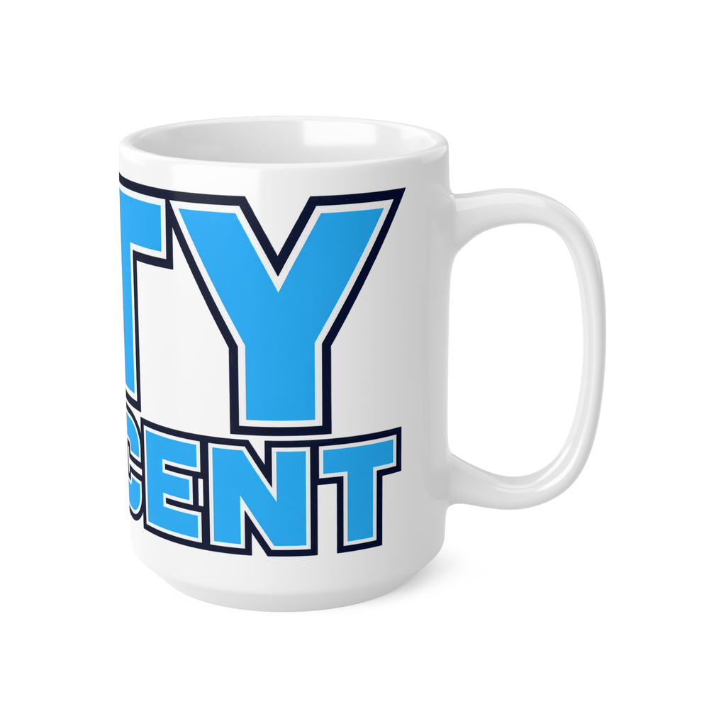 City Innocent Ceramic Coffee Mug — Bold Blue Graphic 11oz & 15oz