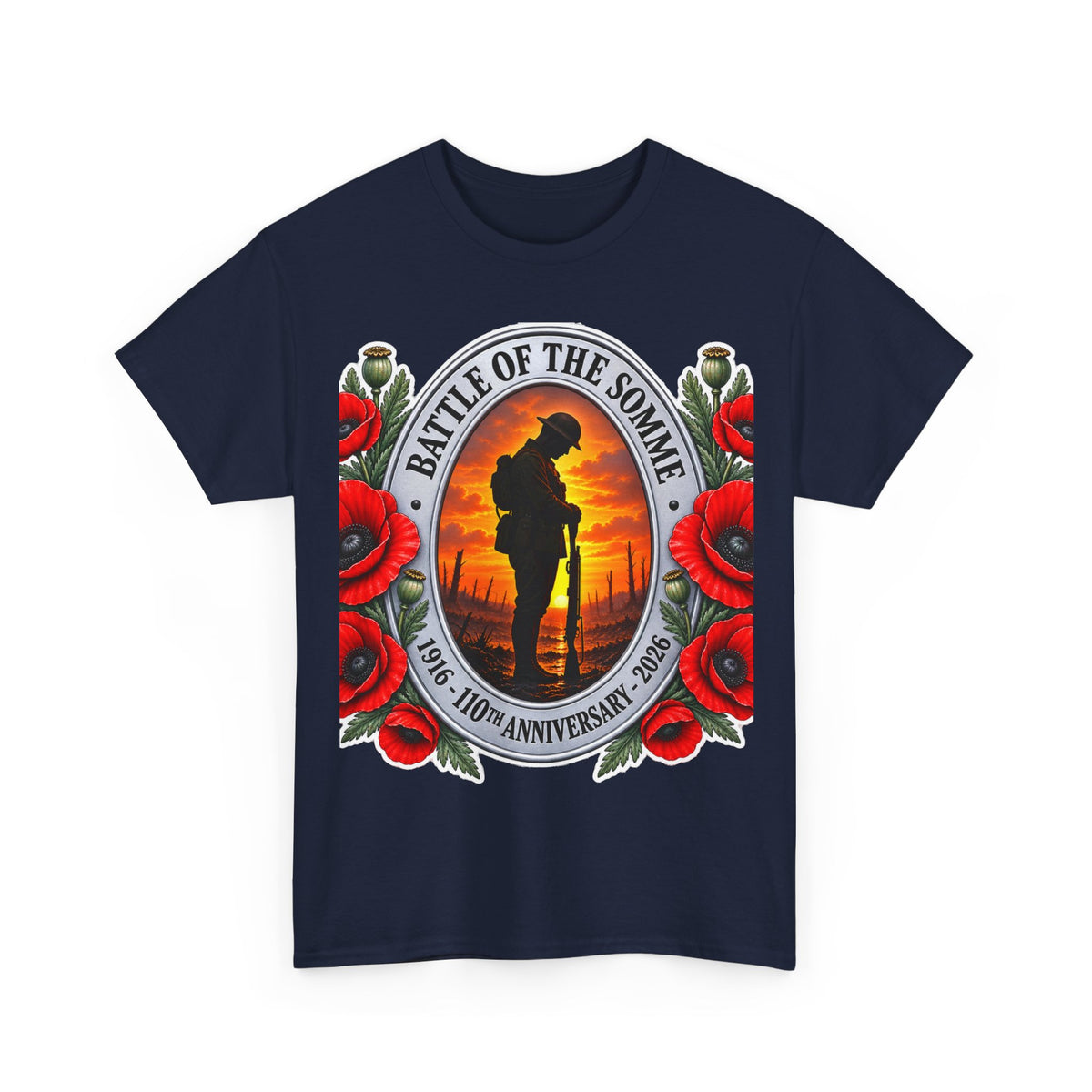 Battle of the Somme Memorial Cotton T-Shirt — 100th Anniversary Poppy Tribute