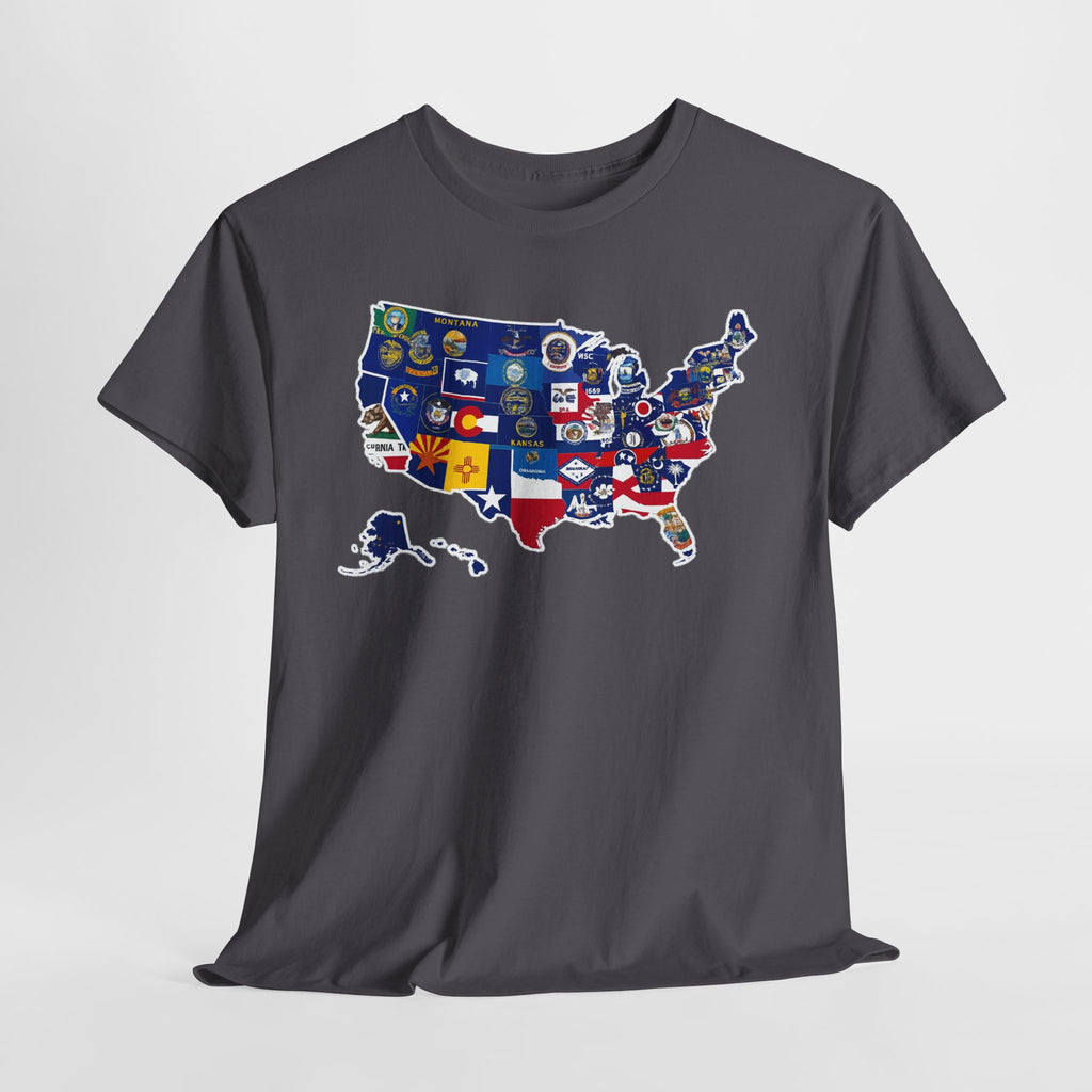 USA Map Flag T-Shirt — United States State Flag Map Tee