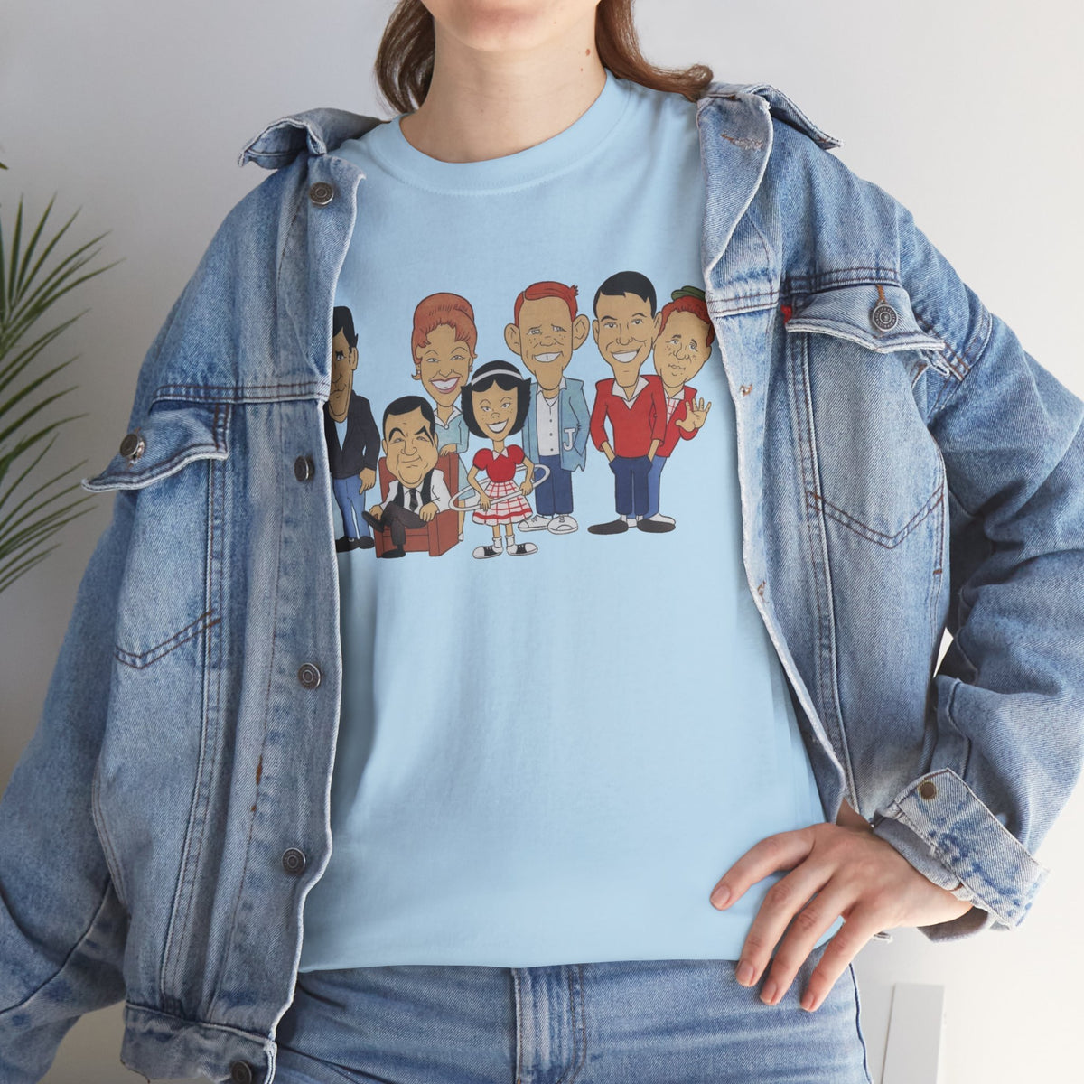 Happy Days Retro TV Cast Cartoon Tee - Vintage Sitcom Character Group Shirt