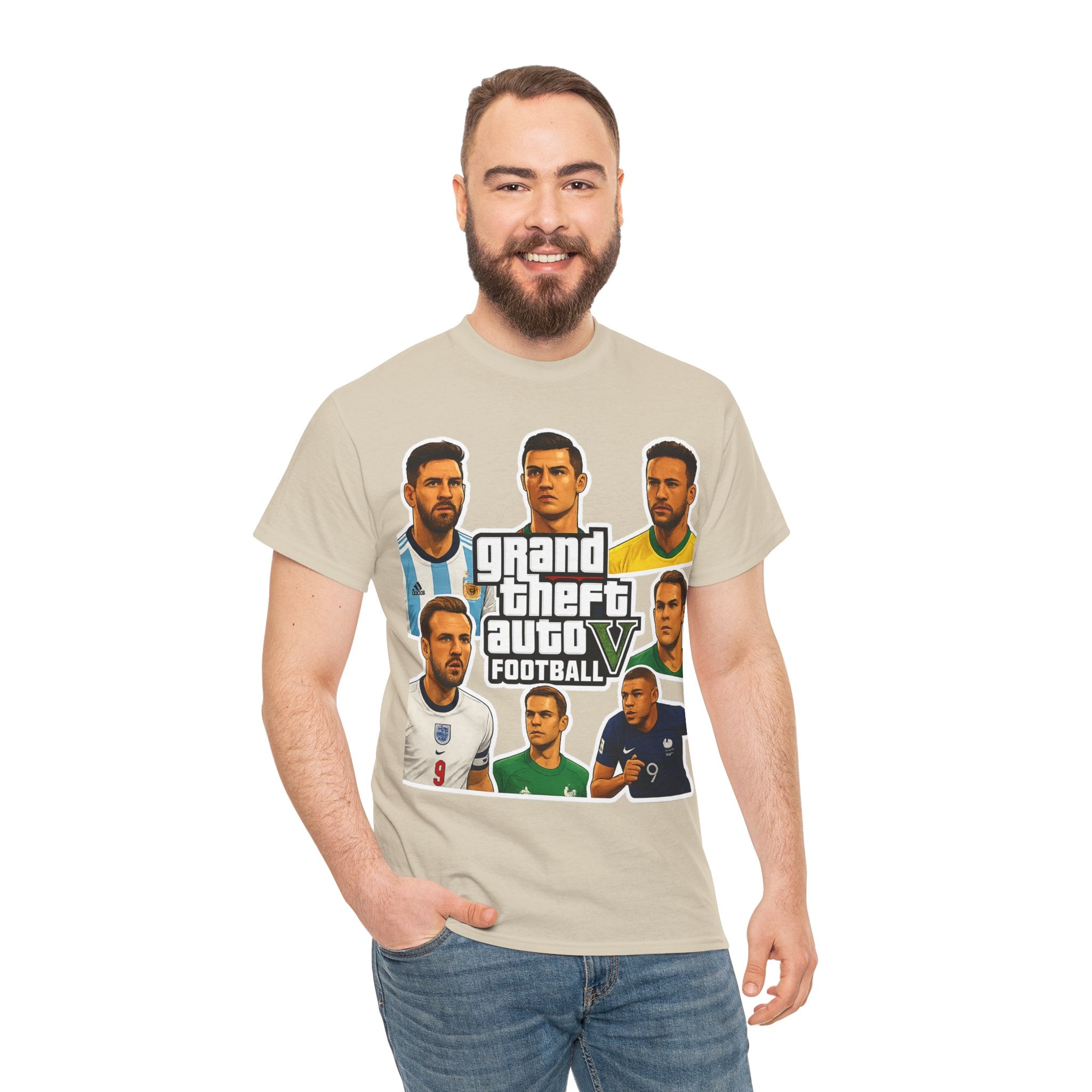 Graphic Tee — 'Grand Theft Auto V Football' Soccer Players Collage Shirt
