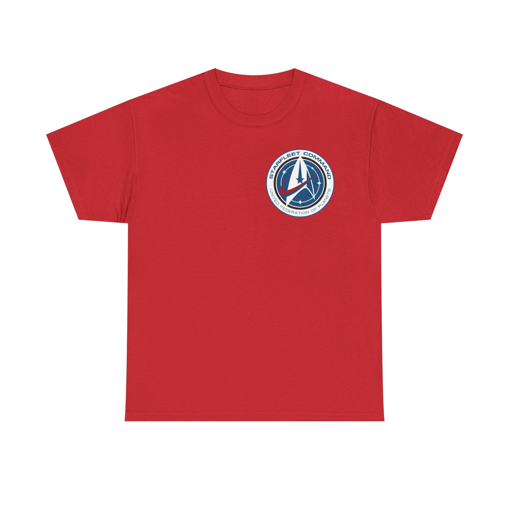 Starfleet Command Crew Logo Cotton T‑Shirt — Retro Rocket Emblem Tee
