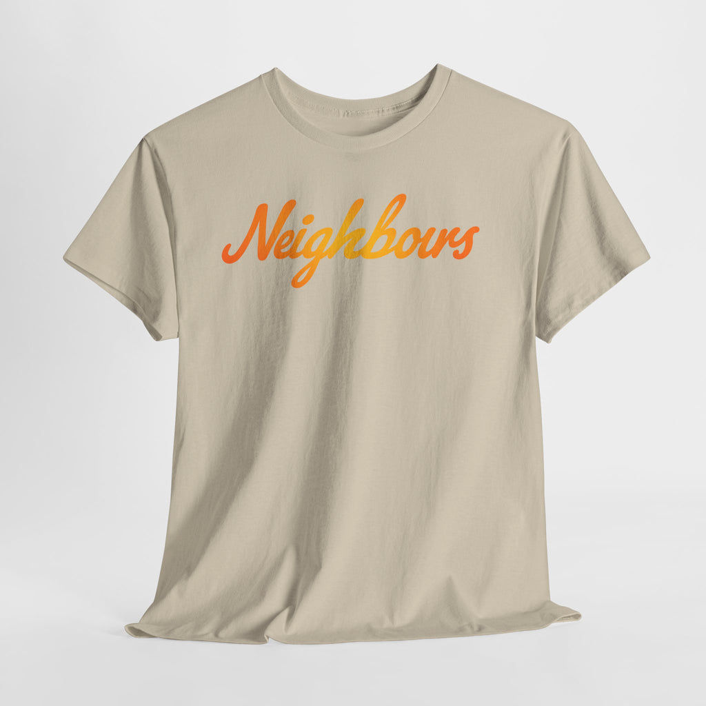 Neighbours Script T‑Shirt — Retro Orange Neighborhood Tee