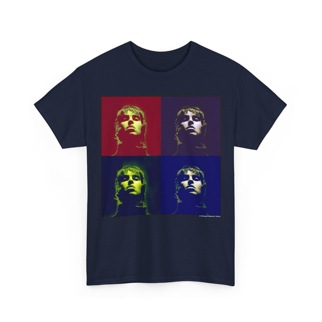 Liam Gallagher Oasis Pop Art Portrait T-Shirt - Retro Color Block Music Icon Tee