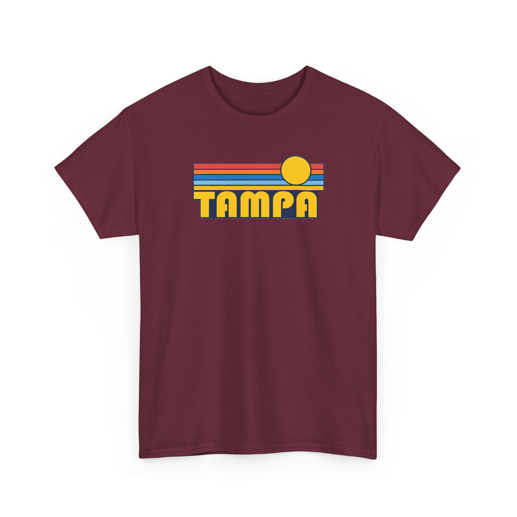 Tampa Retro Sunset T-Shirt — Vintage 70s Striped Beach Tee
