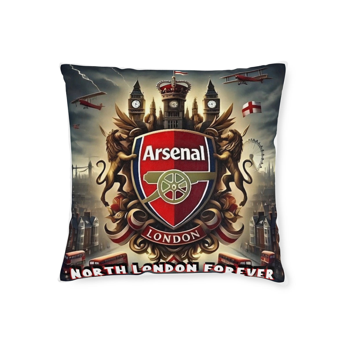Arsenal London Crest Square Pillow — North London Forever Fan Cushion