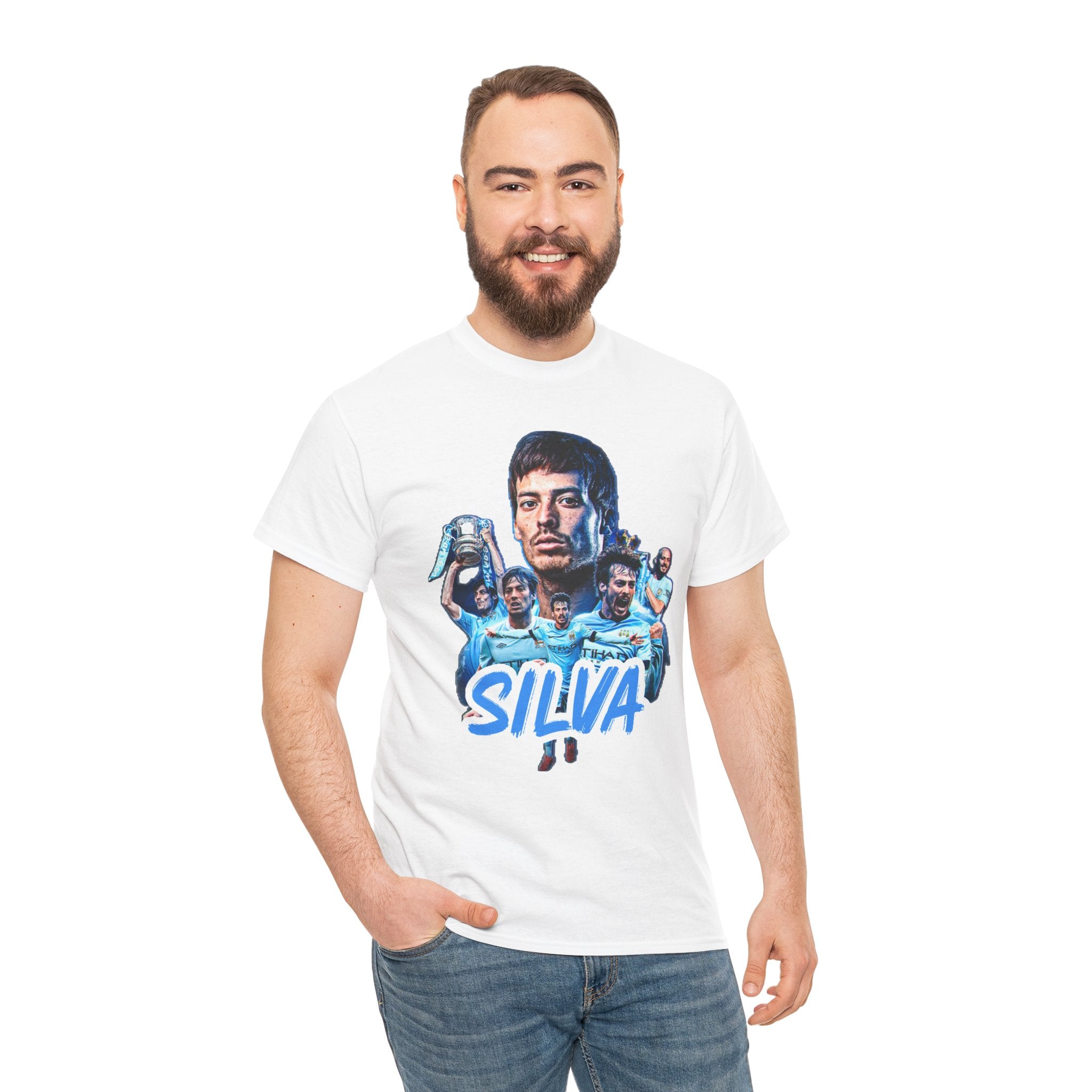 David Silva Manchester City Soccer Tee — Classic Player Portrait Football Shirt