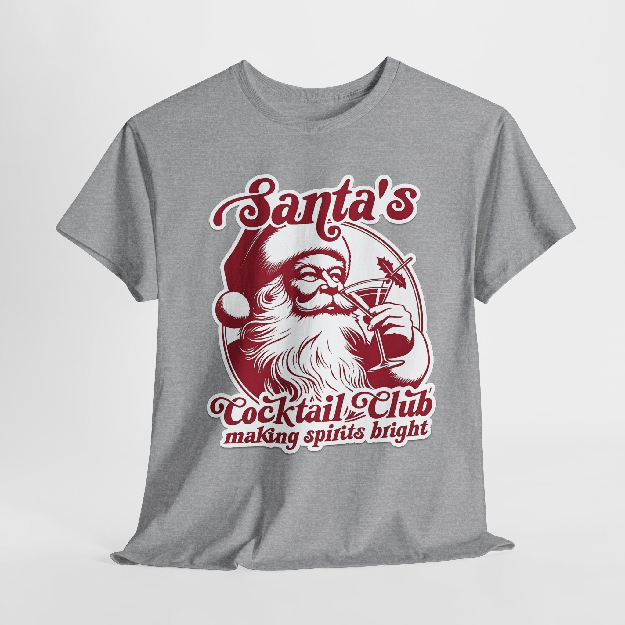 Santa’s Cocktail Club Tee — "Making Spirits Bright" Christmas Shirt