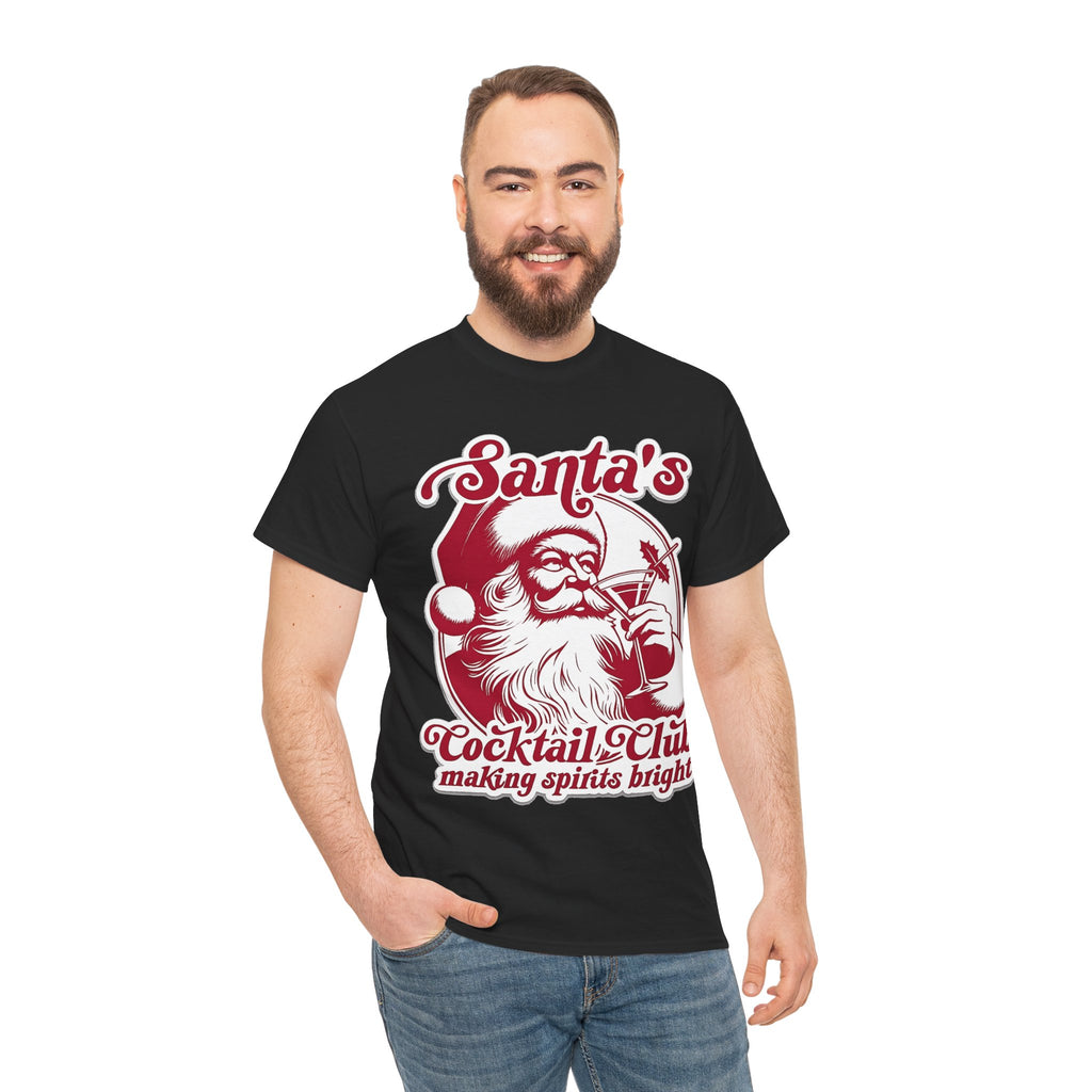 Santa’s Cocktail Club Tee — "Making Spirits Bright" Christmas Shirt