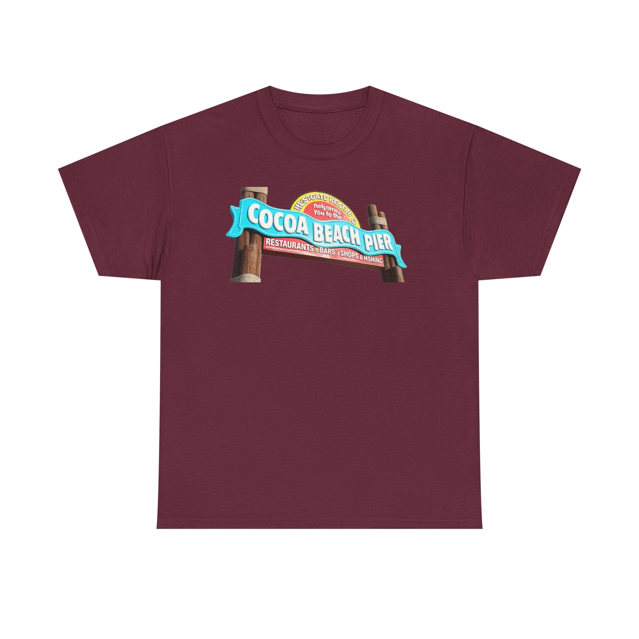 Cocoa Beach Pier T‑Shirt — Retro Beach Sign Vacation Tee