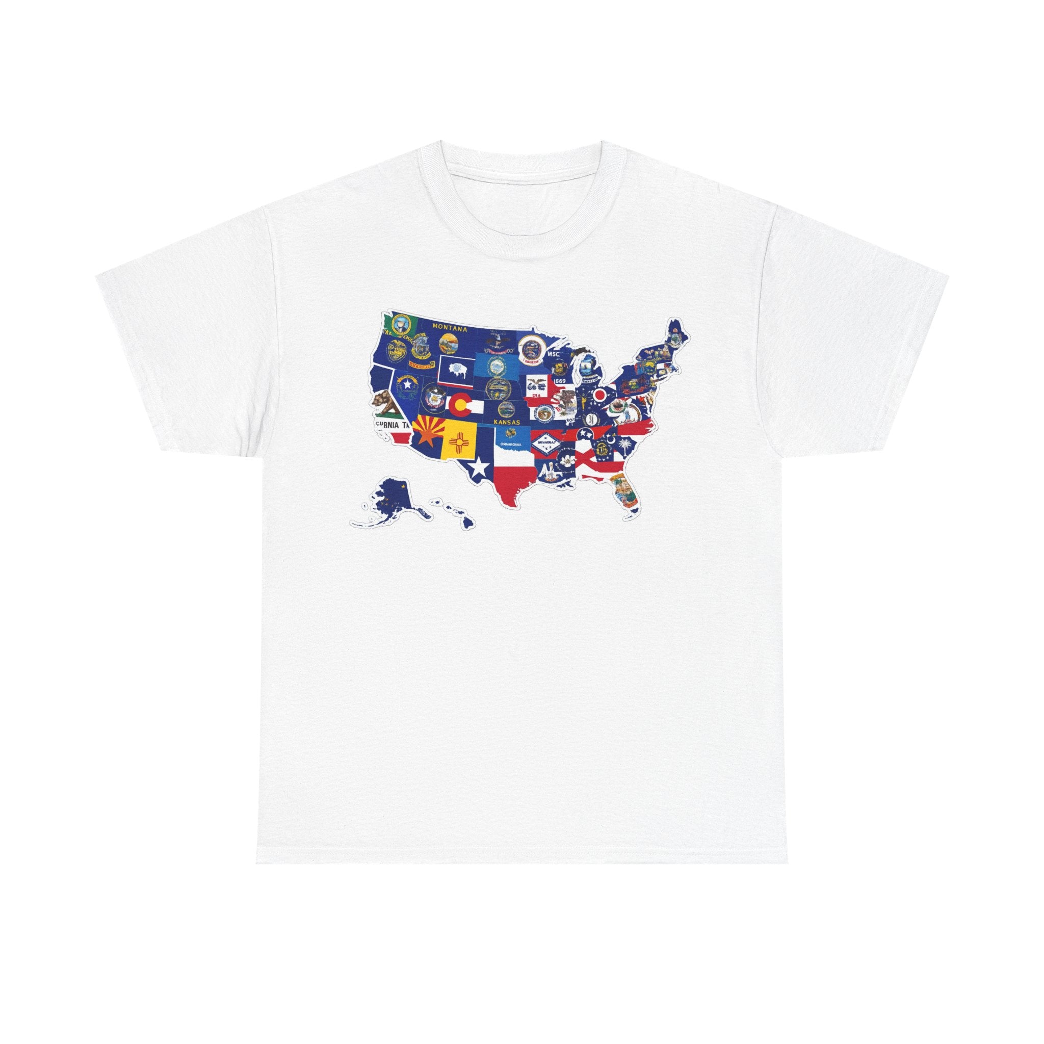 USA Map Flag T-Shirt — United States State Flag Map Tee