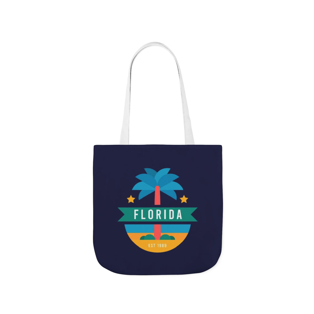 Florida Palm Beach Canvas Tote Bag — Retro Sunshine Travel Tote