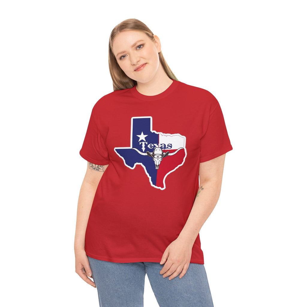 Texas Flag Outline T-Shirt — Lone Star State Map Tee with 'Texas' Text