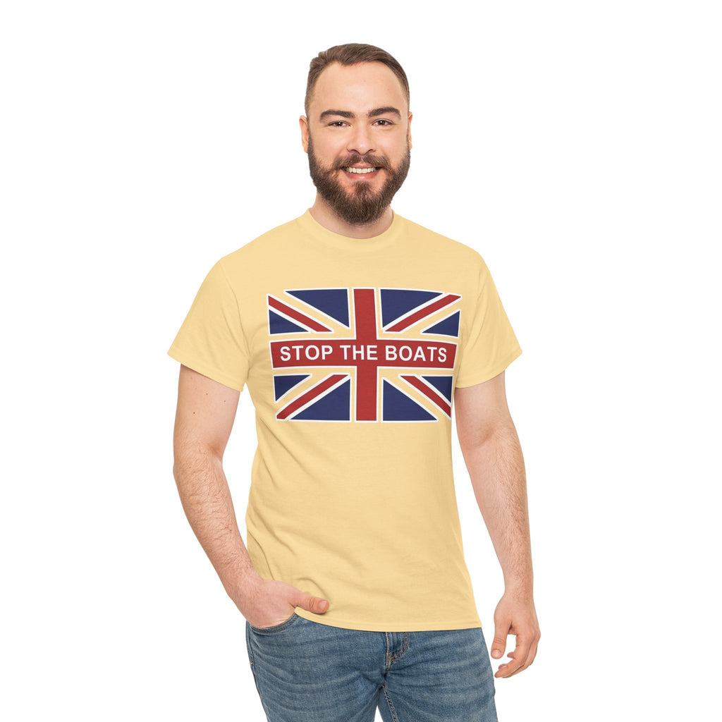 Union Jack "Stop The Boats" Political Statement Tee / T-Shirt