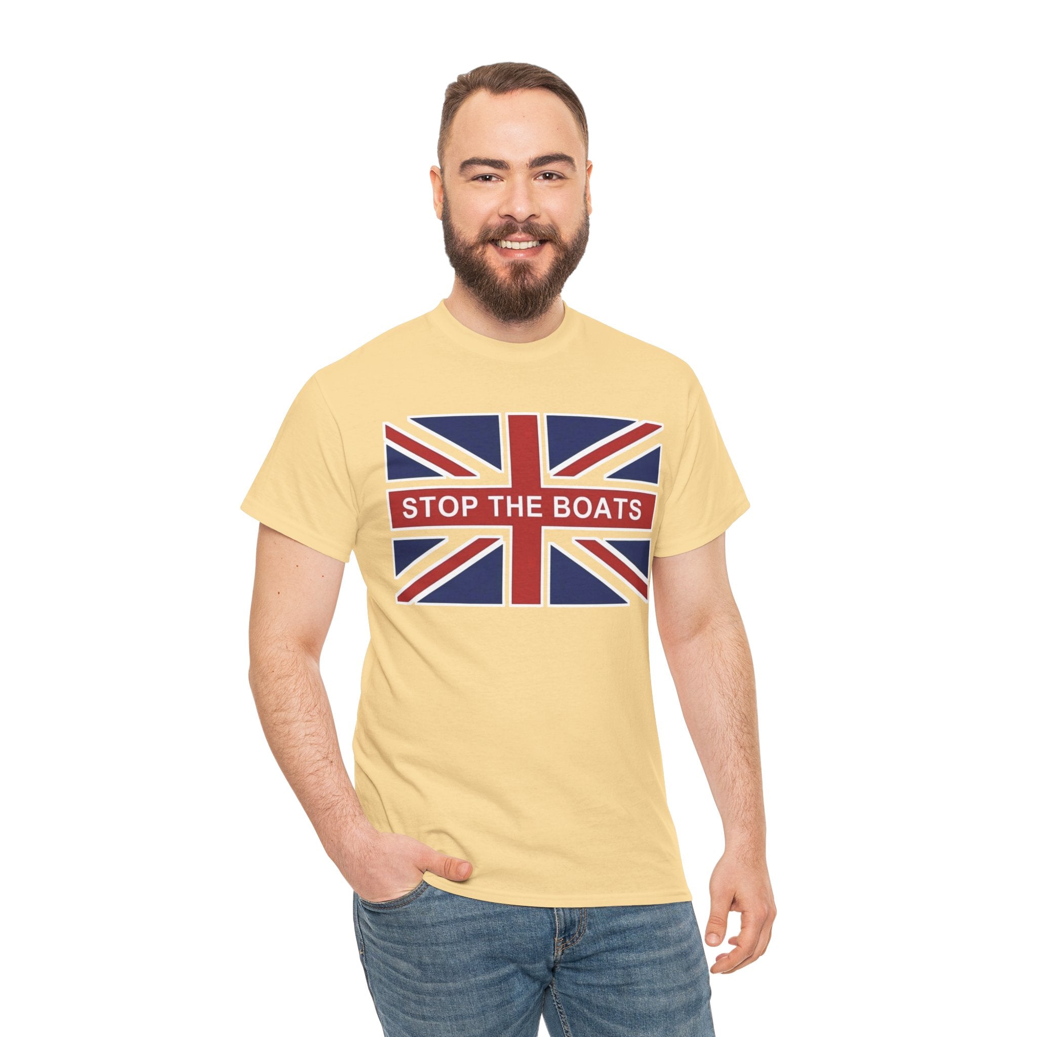Union Jack "Stop The Boats" Political Statement Tee / T-Shirt