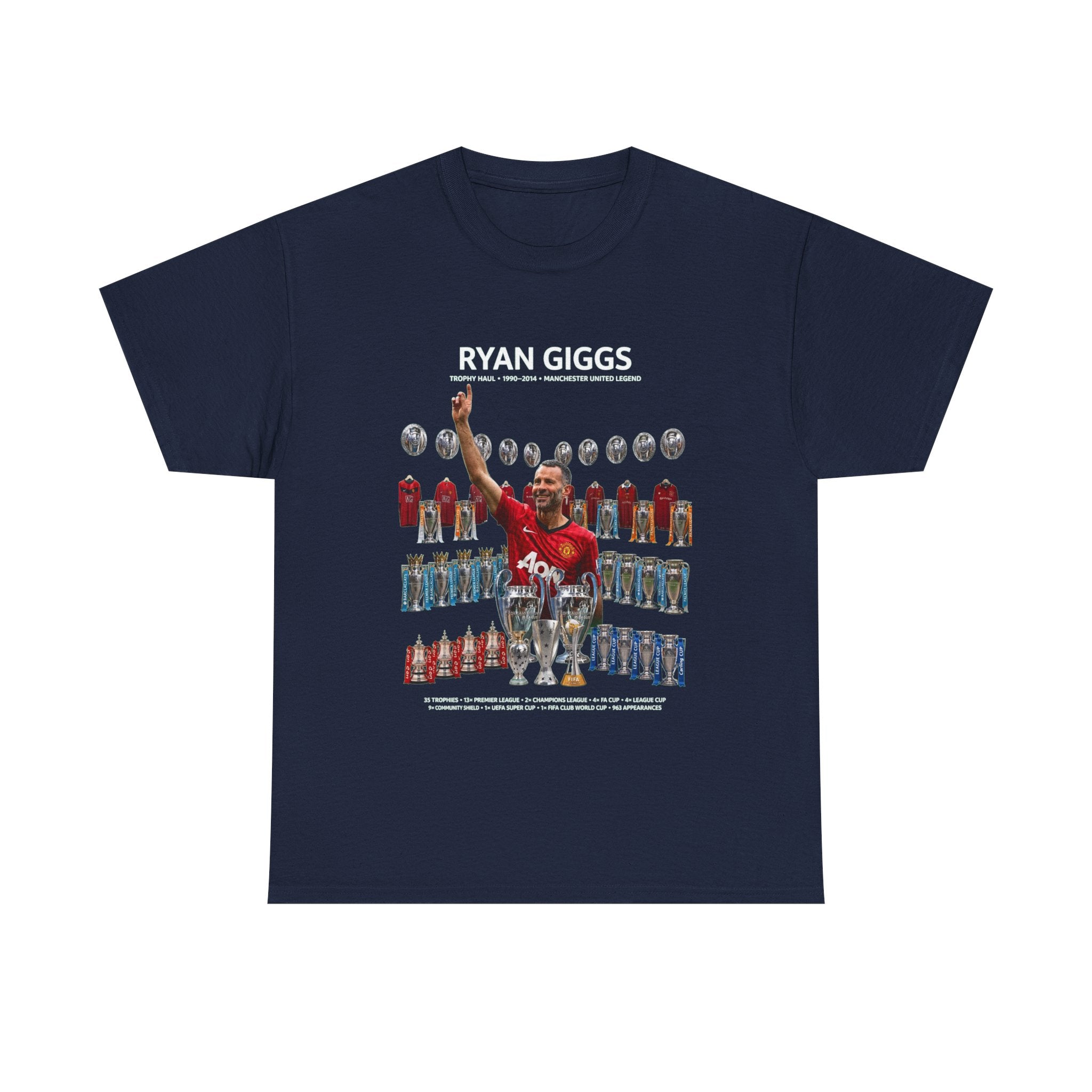 Ryan Giggs Trophy Haul Manchester United Legend Unisex Heavy Cotton Tee