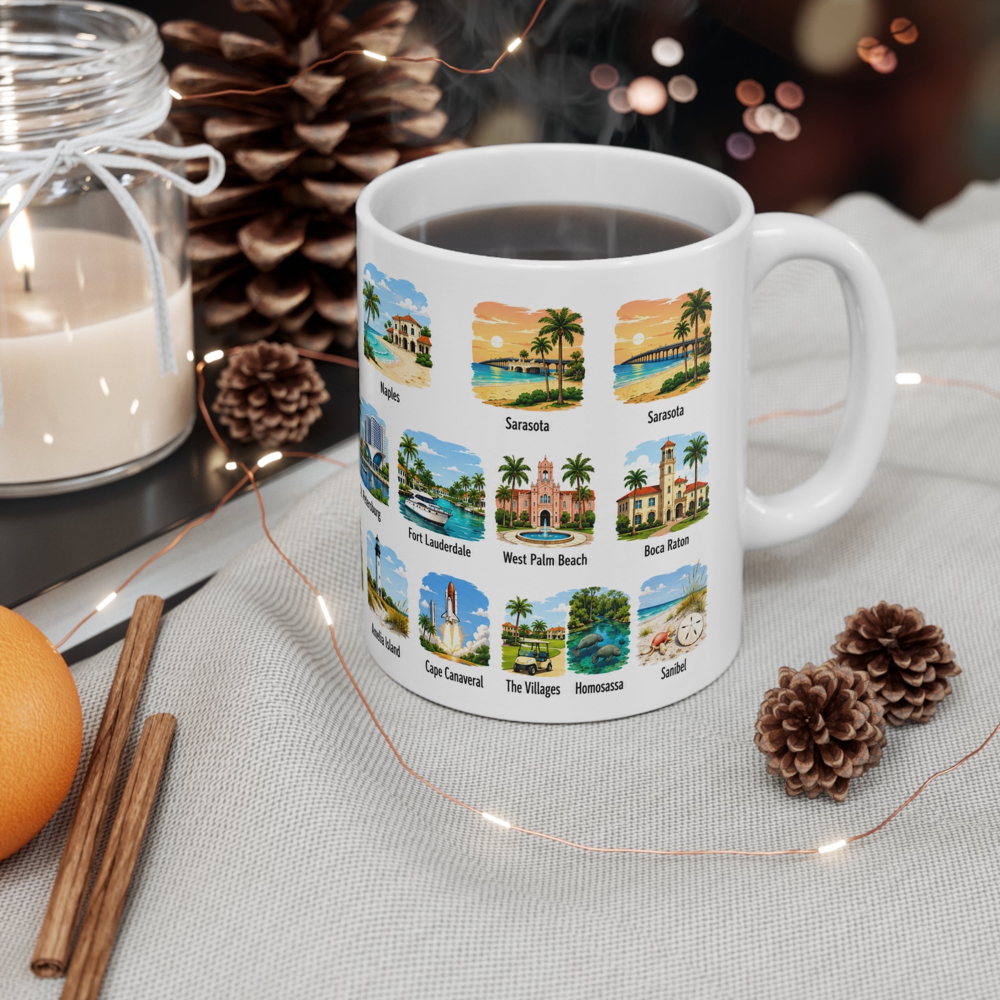 Florida Cities Scenic Ceramic Coffee Mug – 11oz & 15oz Travel Souvenir Cup
