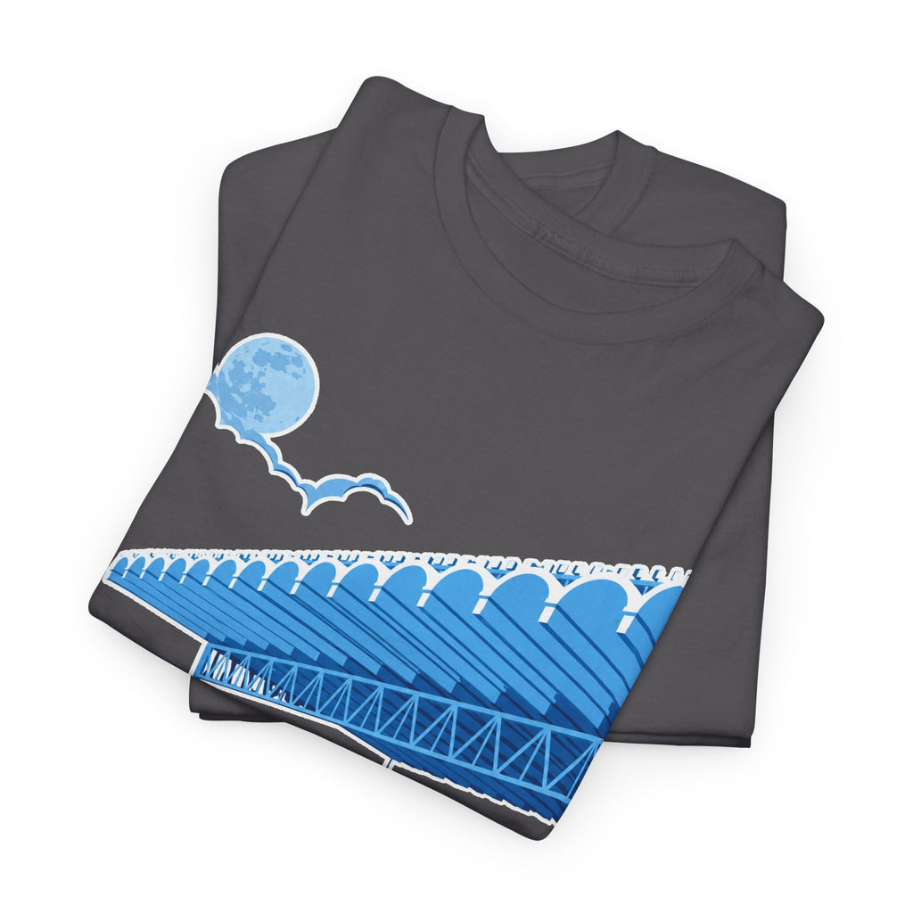 Manchester City Maine Road, Main Stand Cotton T-Shirt — Blue Retro Sports Venue Tee