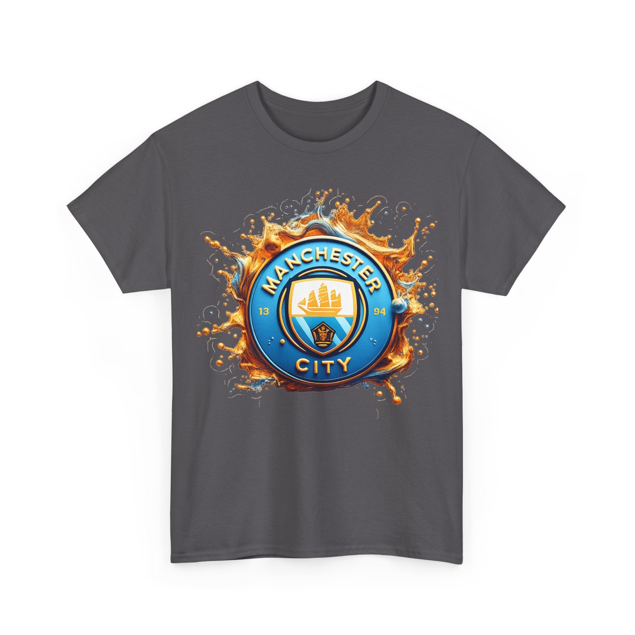 Manchester City Inspired Splash Logo Cotton T-Shirt