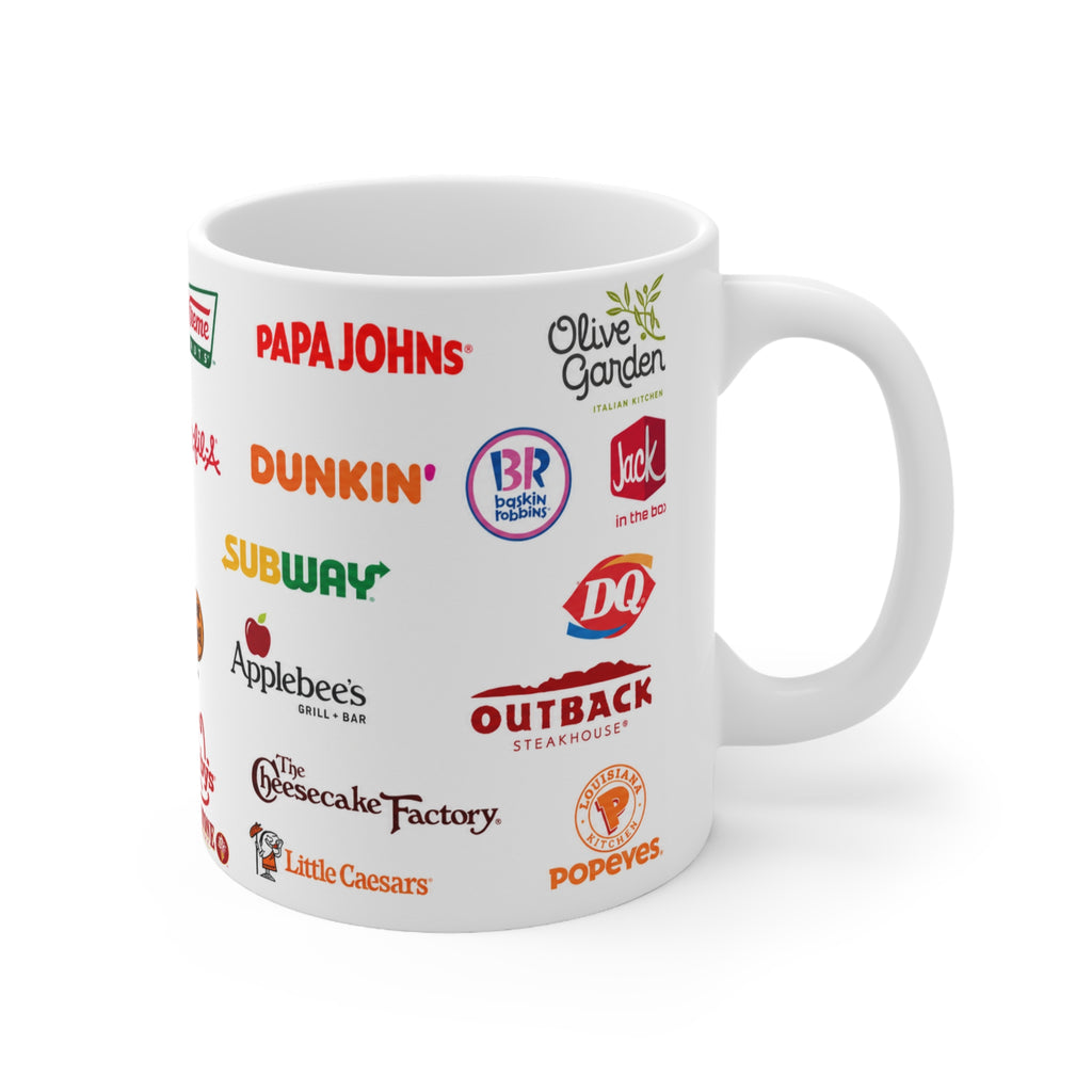 American Fast Food Chain Logos Ceramic Coffee Mug — 11oz & 15oz Collage