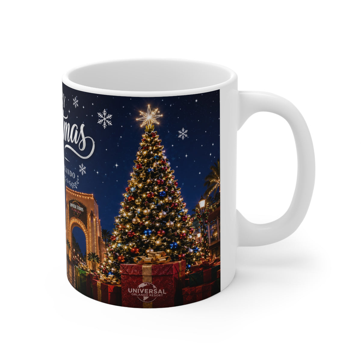 Christmas 2026 Universal Orlando Coffee Mug — Merry Christmas Resort Souvenir (11oz/15oz)
