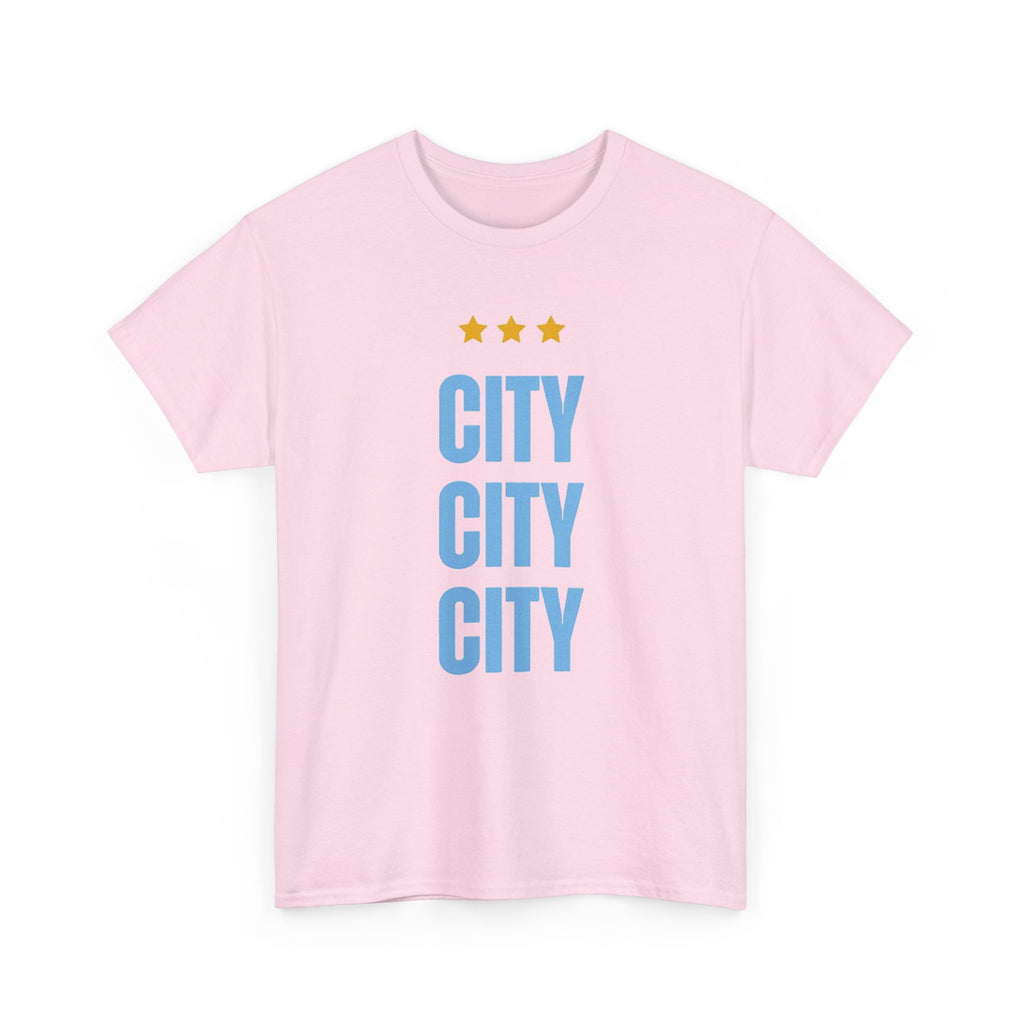 Manchester City City City Tee — Minimal Skyline Graphic T‑Shirt with Three Stars