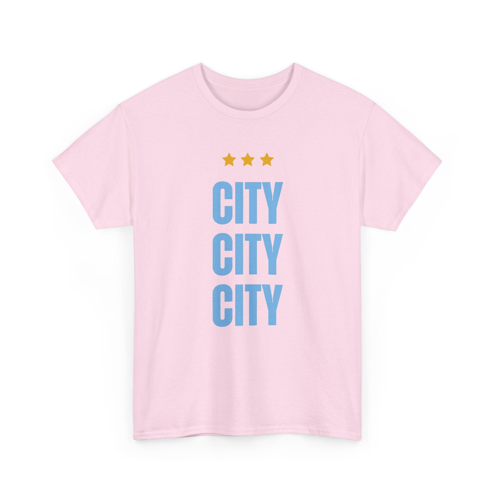 Manchester City City City Tee — Minimal Skyline Graphic T‑Shirt with Three Stars