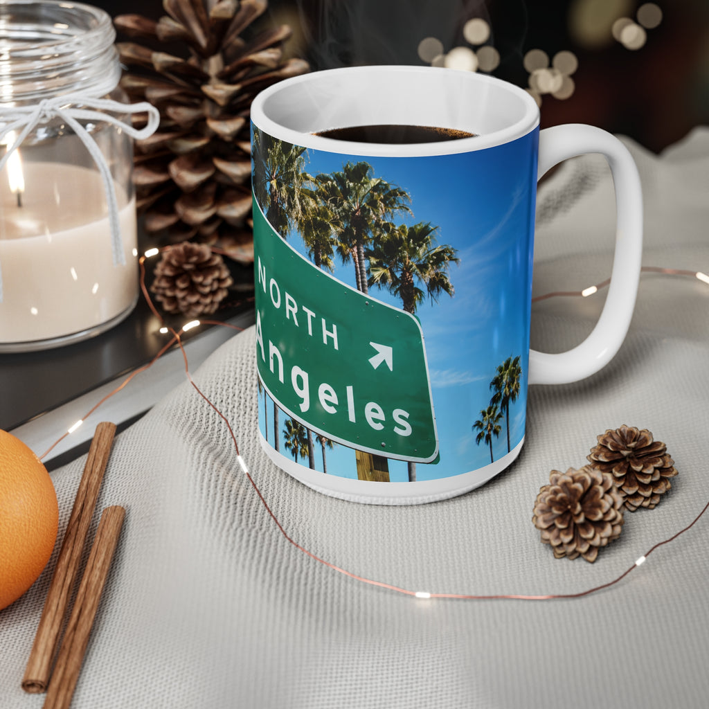 Los Angeles Highway Sign Ceramic Coffee Mug – 11oz & 15oz