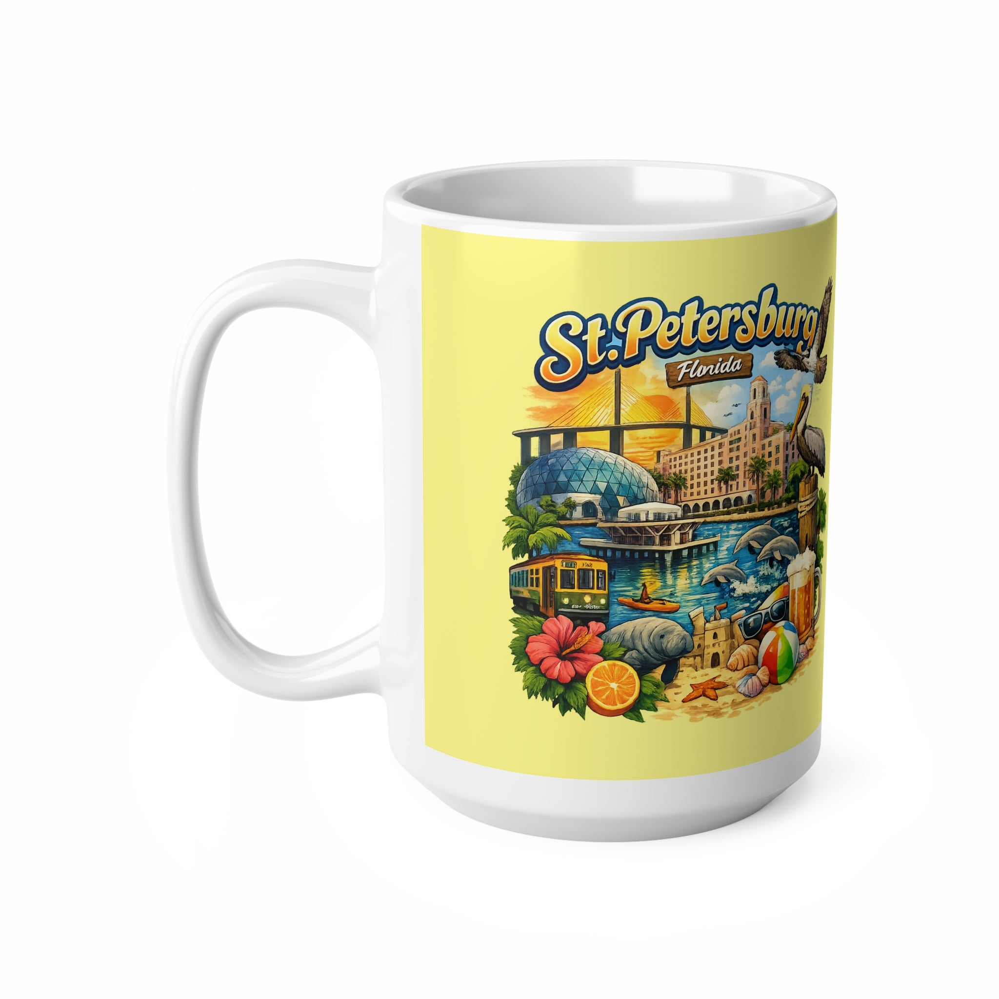 St. Petersburg Florida Retro Tourist Ceramic Coffee Mug — 11oz & 15oz