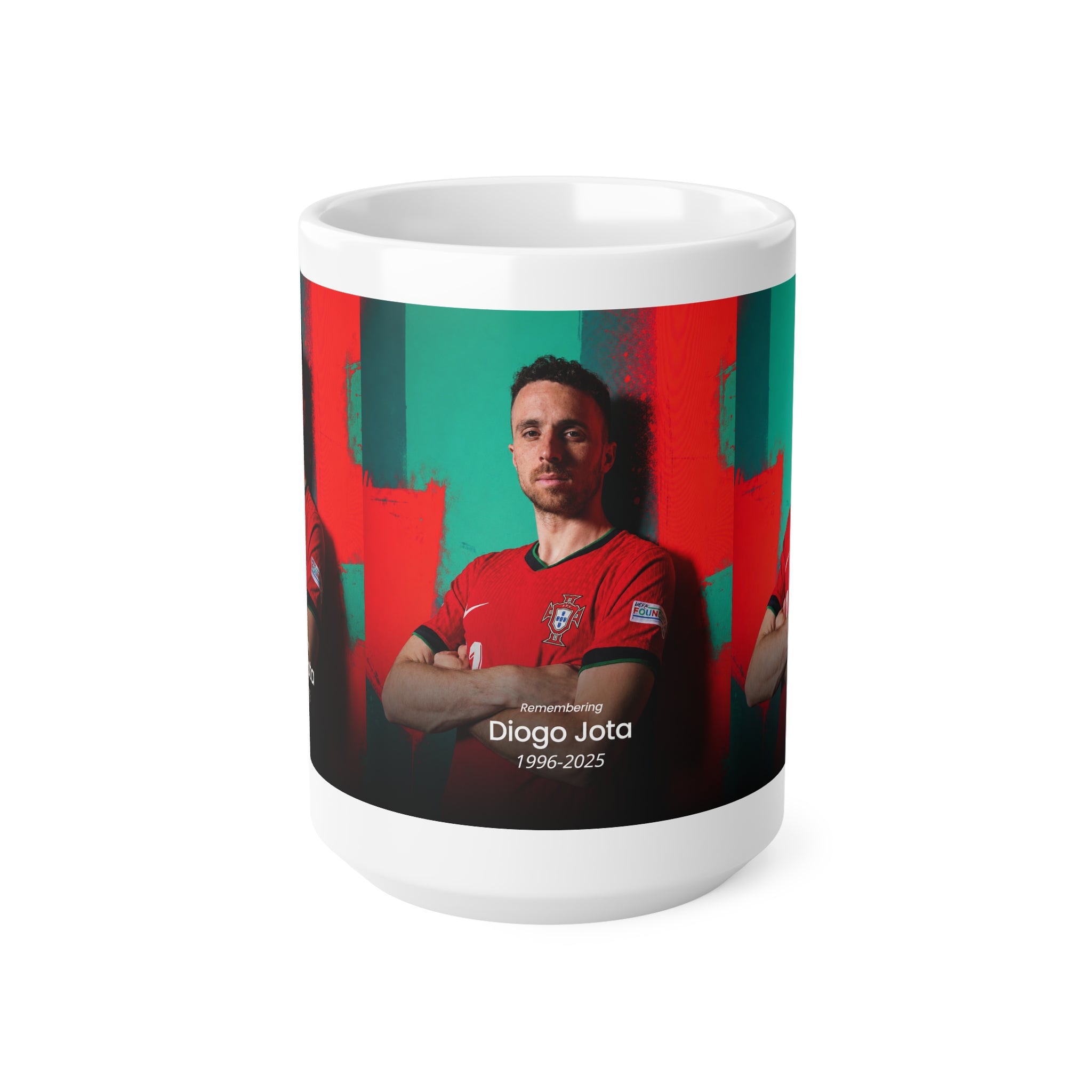 Diogo Jota Photo Memorial Mug — Personalized Tribute Ceramic Coffee Cup (11oz & 15oz)