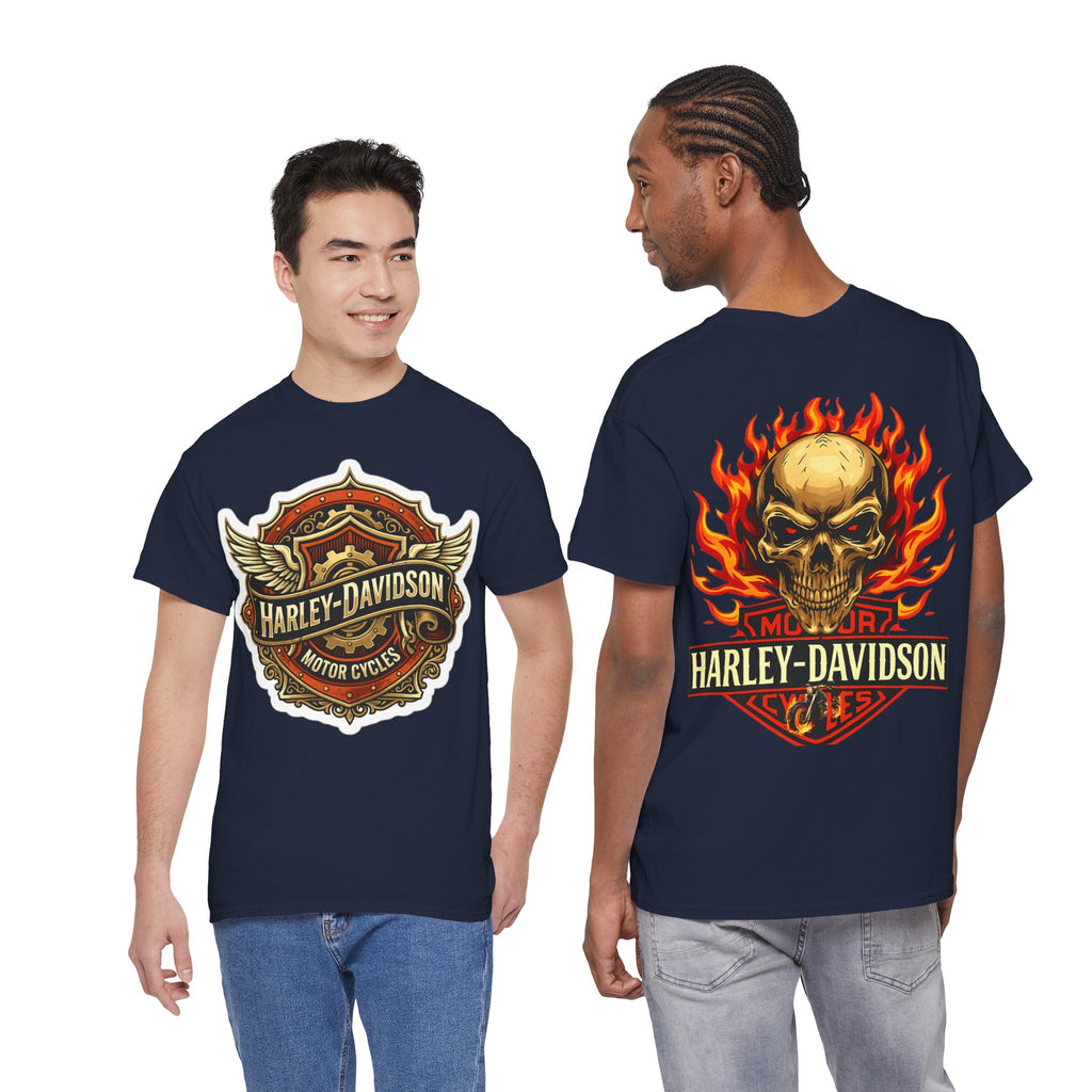 Harley-Davidson Flame Skull Inspired Cotton T-Shirt