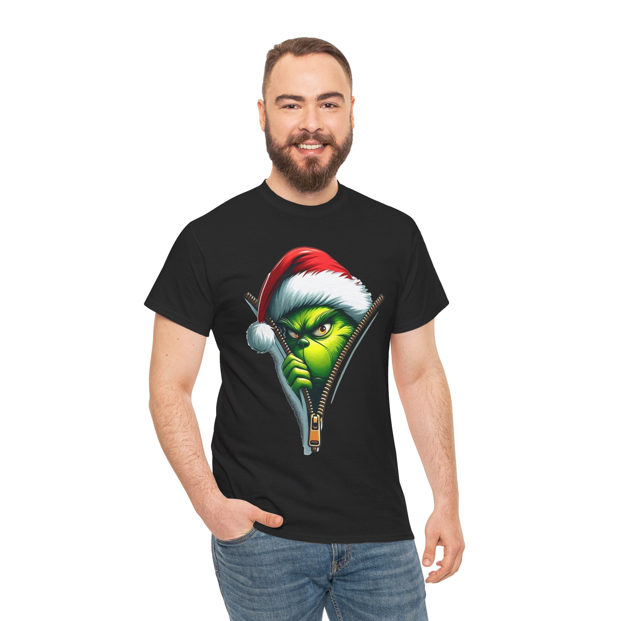 Grinch Santa Tee — Peeking Grinch Christmas T-Shirt