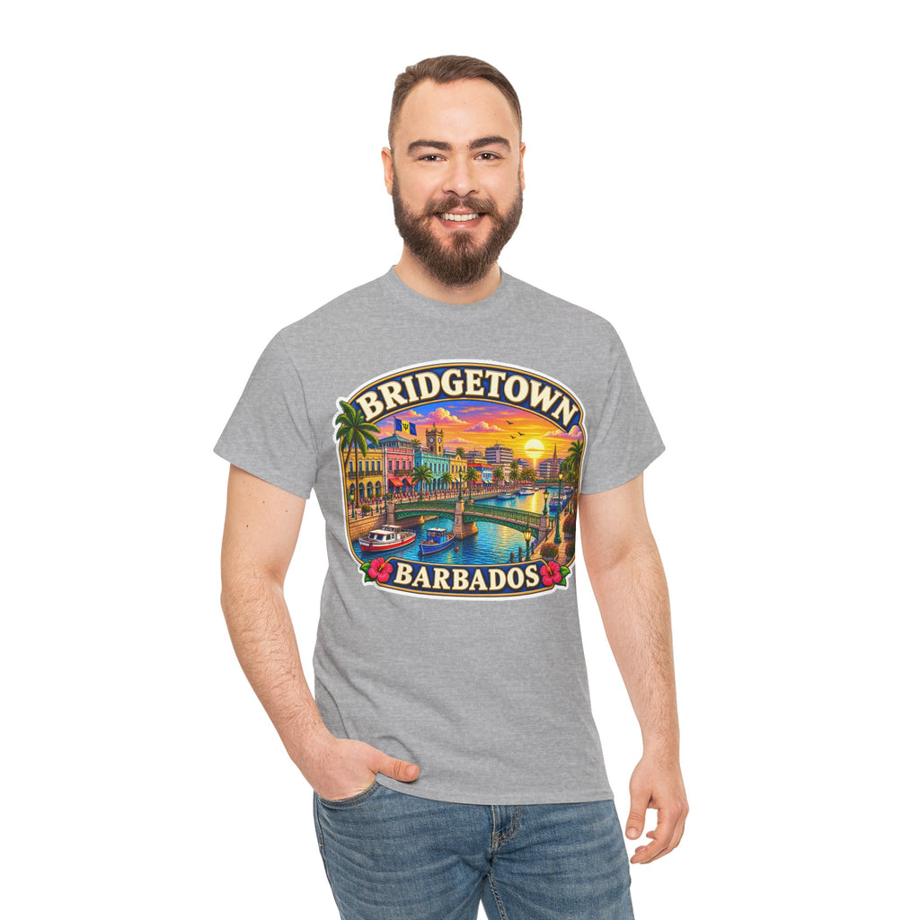 Bridgetown Barbados Vintage Sunset Tee — Caribbean Travel Souvenir T-Shirt