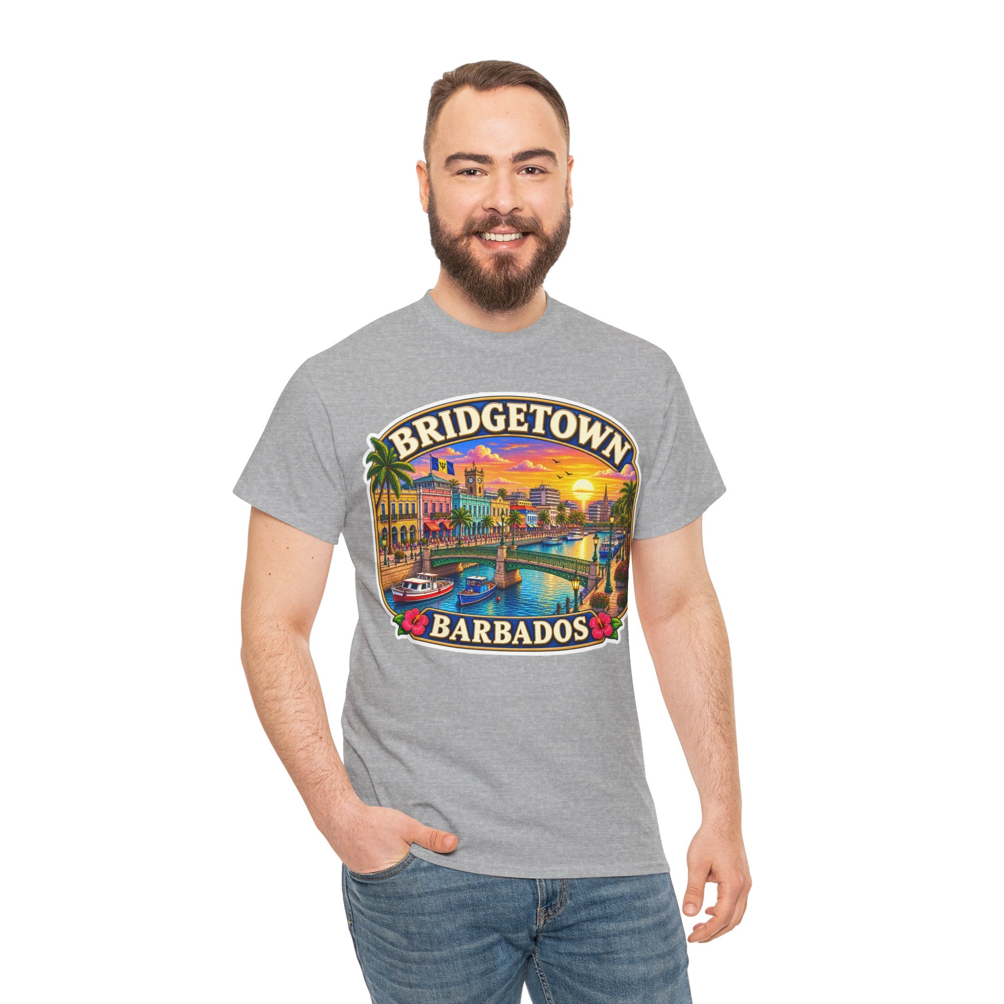 Bridgetown Barbados Vintage Sunset Tee — Caribbean Travel Souvenir T-Shirt