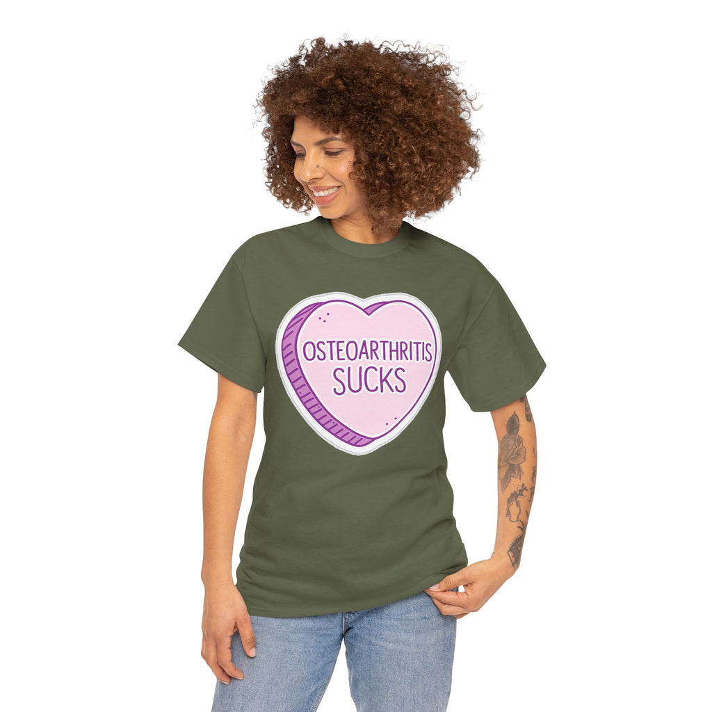 Osteoarthritis Sucks T-Shirt — Pink Heart Awareness Tee
