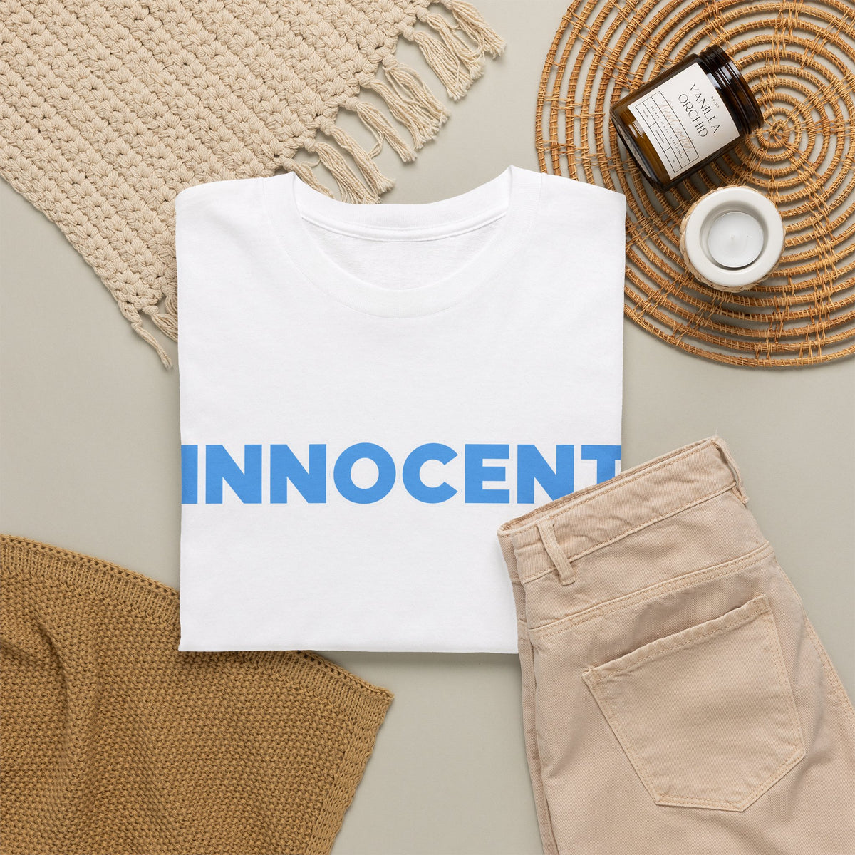 Innocent Graphic Tee — Bold Blue Statement Cotton T-Shirt